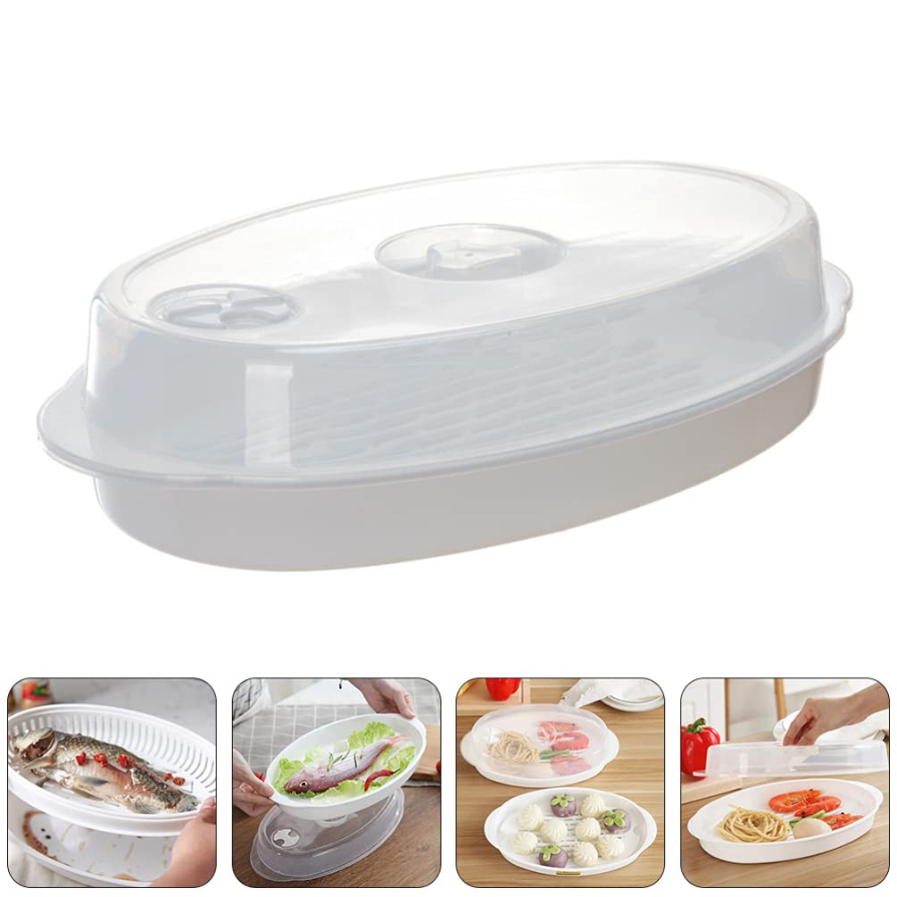 Microwave Steamer with Lid & Removable Strainer - Perfect for Fish, Vegetables & Healthy Cooking | Ideal for Home Kitchen & Restaurant Use | BPA-Free & Dishwasher Safe