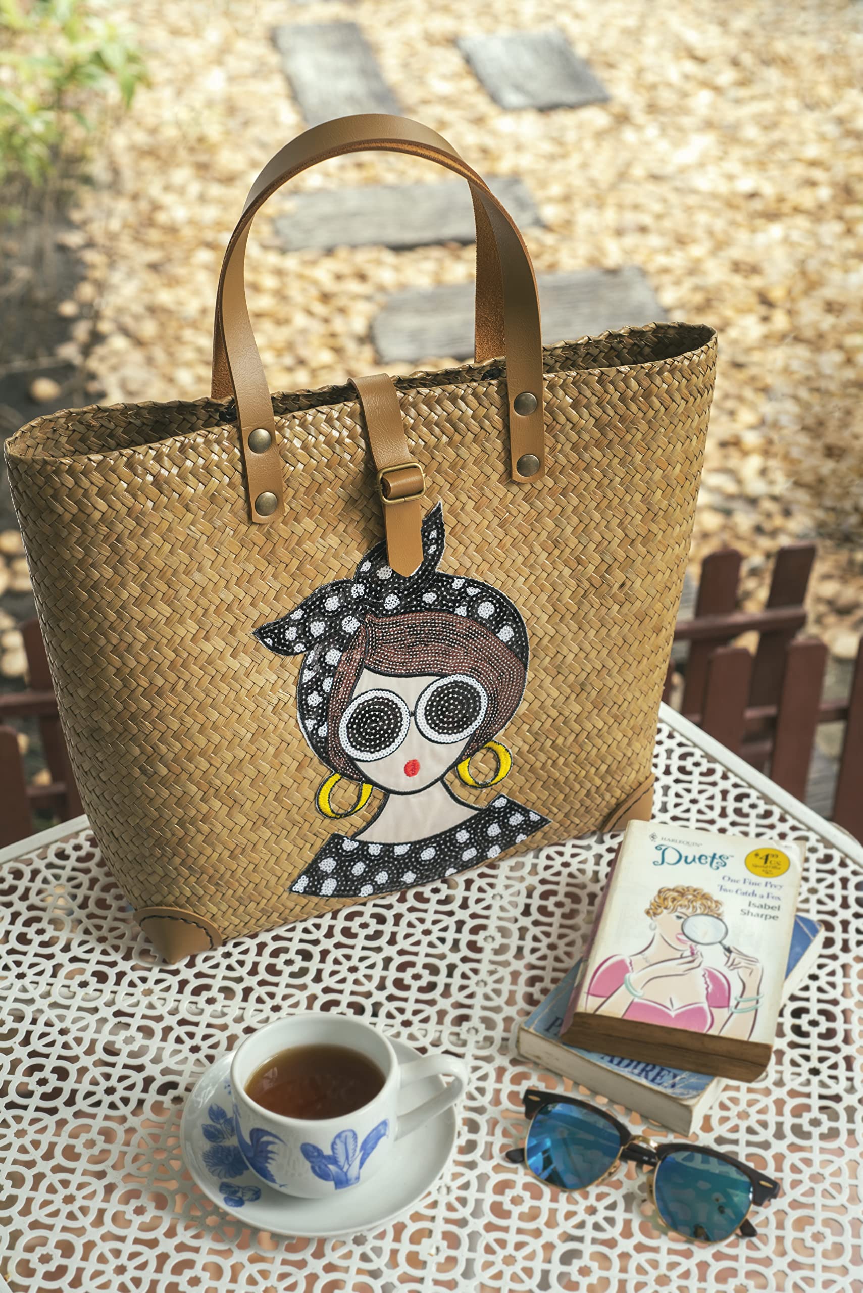 Wabi Sabi Handmade Straw Bag – Women's Boho Shoulder Crossbody Beach Purse | Natural Handwoven Tote for Summer Vacation, Picnic, Daily Use | Perfect for Beach Outings, Farmers Market & Brunch Dates