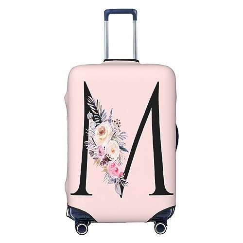 Black Letter M With Boho Floral Flowers Leaves