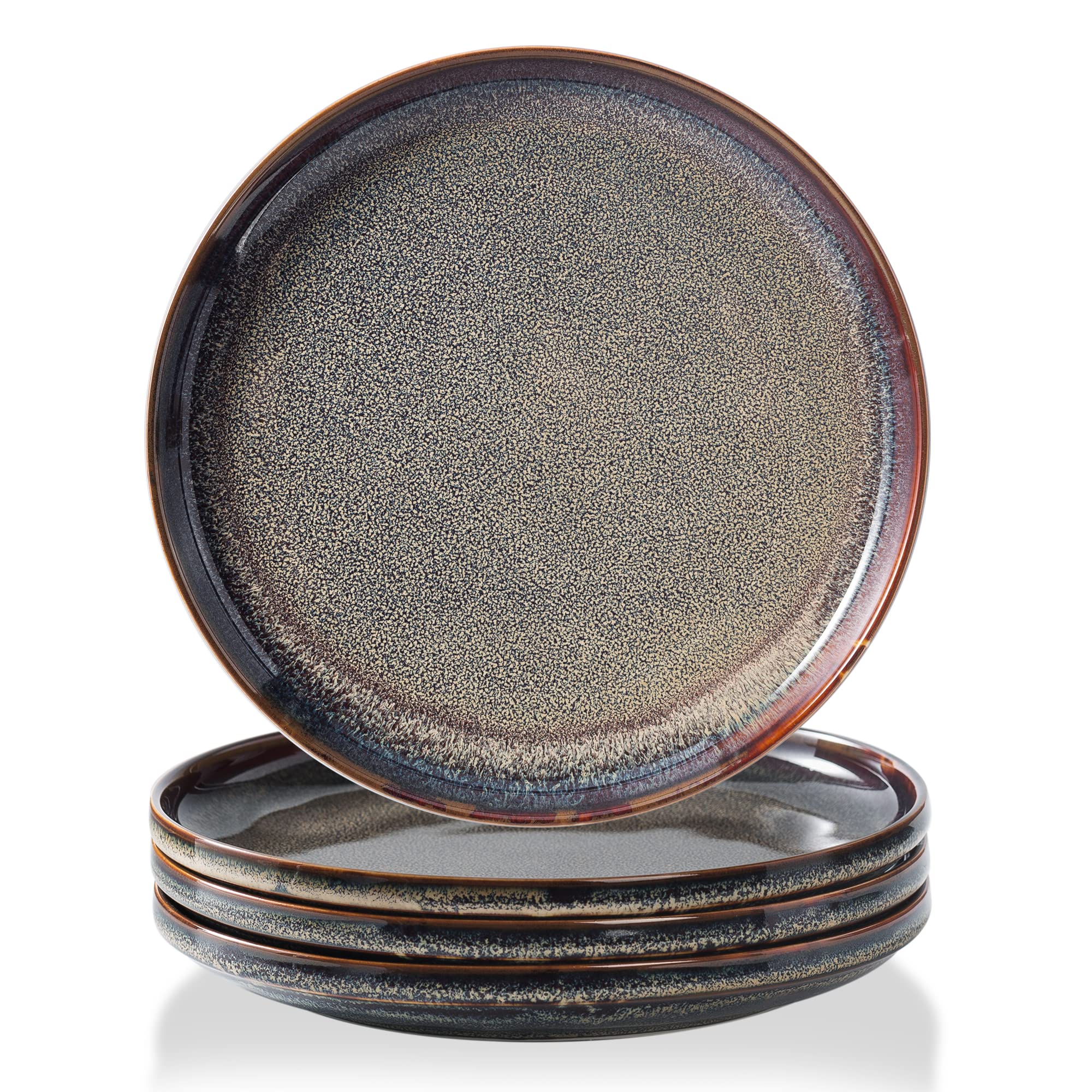 4-Piece Ceramic Dinner Plate Set - 8 Inch Microwave Safe Porcelain Plates for Party, Wedding & Everyday Dining - Includes Dessert & Salad Plates