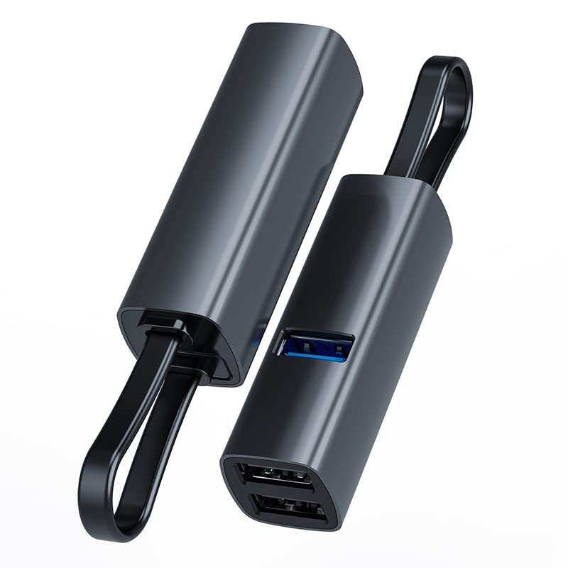 Premium Aluminum USB C Hub 3-in-1 Adapter with 1x USB 3.0 & 2x USB 2.0 Ports - Compatible with MacBook Pro/Air, iPad Pro, Chromebook, Dell XPS - Space Gray - Perfect for Office Work, Travel & Home Use