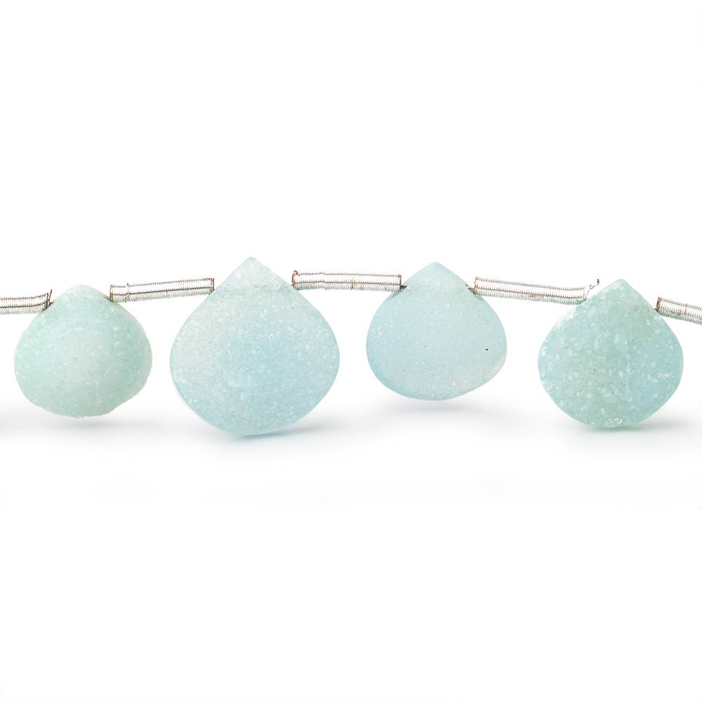 10-13mm Seafoam Blue Drusy Heart Beads - 8 Inch Strand (16 Pieces) - Perfect for Jewelry Making, DIY Bracelets, Necklaces & Craft Projects