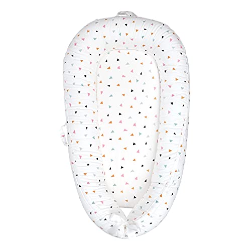 GLYIG Portable Baby Lounger for Newborns - Soft Cotton Breathable Infant Lounger Nest - Lightweight Travel Crib for Home, Car & Airplane - Perfect for Napping, Traveling & On-the-Go Parents (Grey)