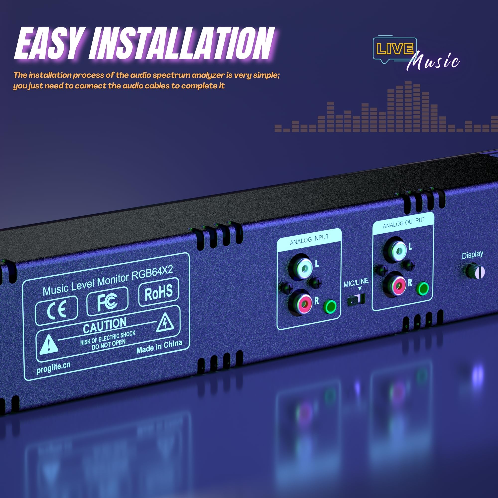 Professional Audio Spectrum Analyzer 1.5U VU Meter - LED Music Level Indicator with Voice/Remote Control for Home Studio, DJ Setup & Ambient Lighting | Perfect for Music Visualization, Karaoke Nights & Party Decor