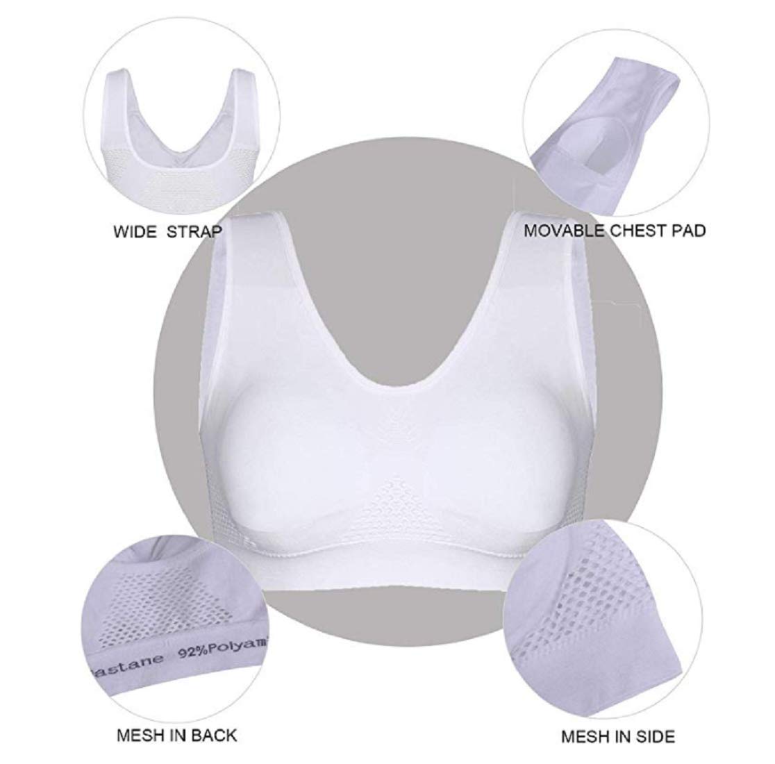 3 Pack Women's Comfort Aire Bras - Breathable Mesh Sports Bras for Fitness, Yoga & Running - Supportive & Comfortable Activewear for Workouts & Daily Wear
