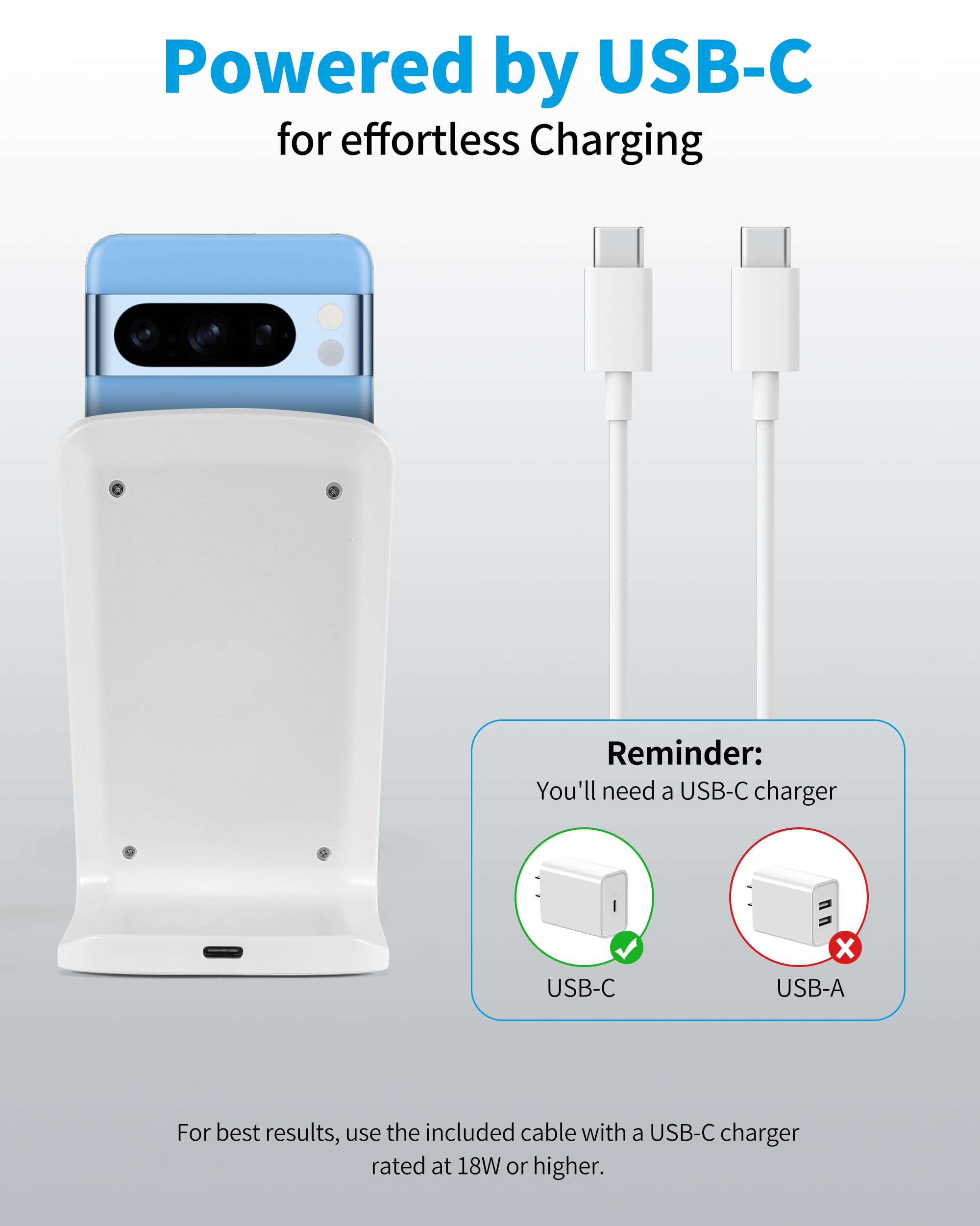 2-Pack 15W Fast Wireless Charger Stand for iPhone 15/14/13/12/11, Samsung Galaxy S25/S24/S23/S22, Google Pixel 8/7/6 - Qi Certified Charging Station with LED Indicator (Black & White) - Perfect for Bedside, Office & Car Use