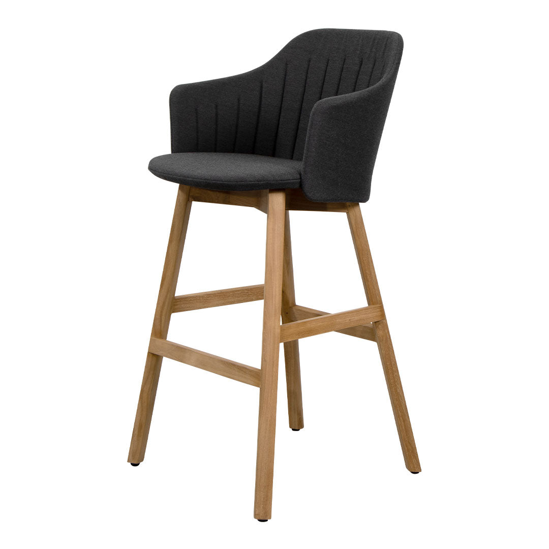 Premium Outdoor Bar Stool with Wood Base & Comfortable Back/Seat Cushion - Perfect for Patio, Deck, Poolside & Garden Relaxation