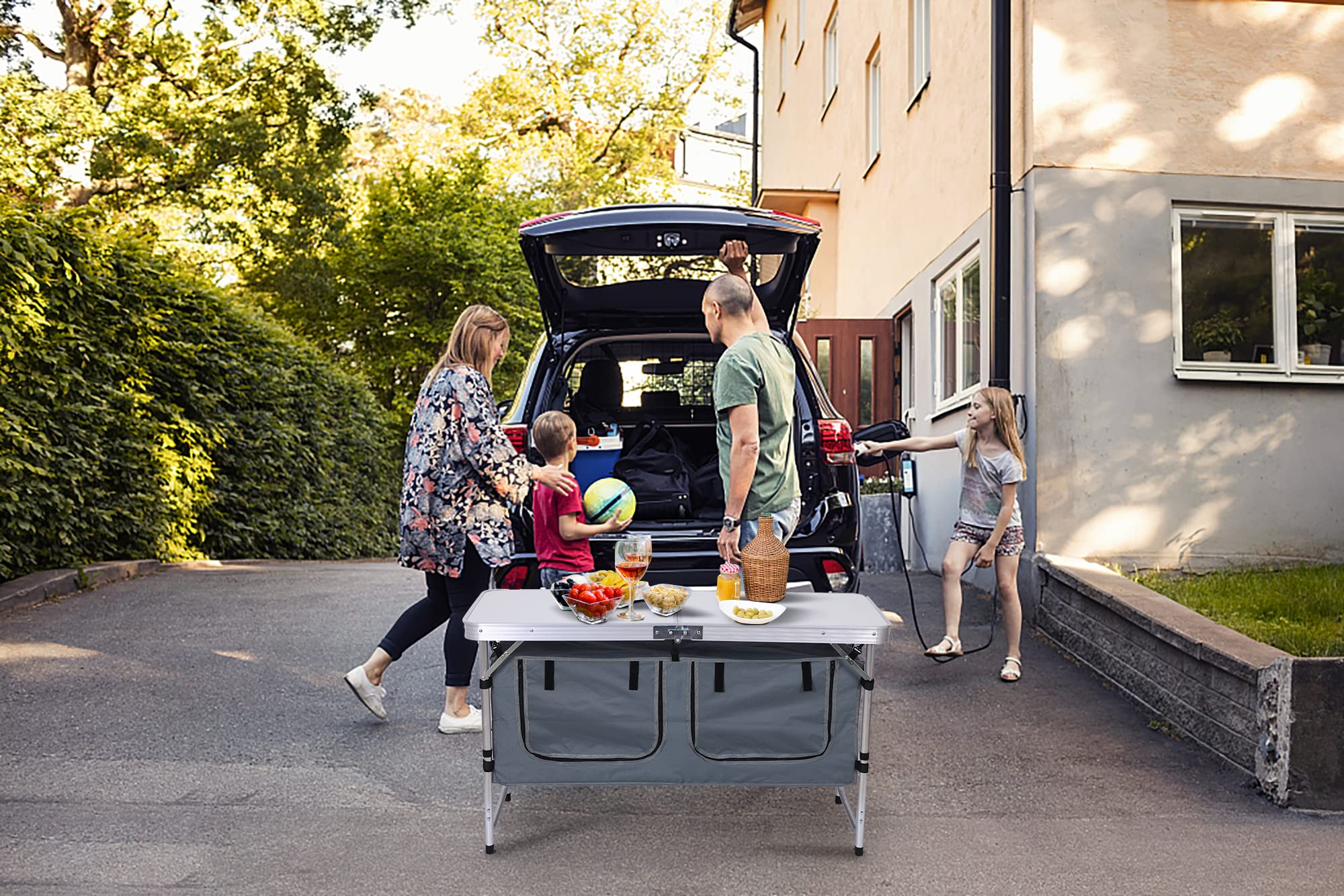Premium Adjustable Height Folding Camping Table - Lightweight Aluminum Portable Picnic Table with Carry Handle for Outdoor, Beach, BBQ, Cooking | Perfect for Camping, Festivals, Office & Indoor Use
