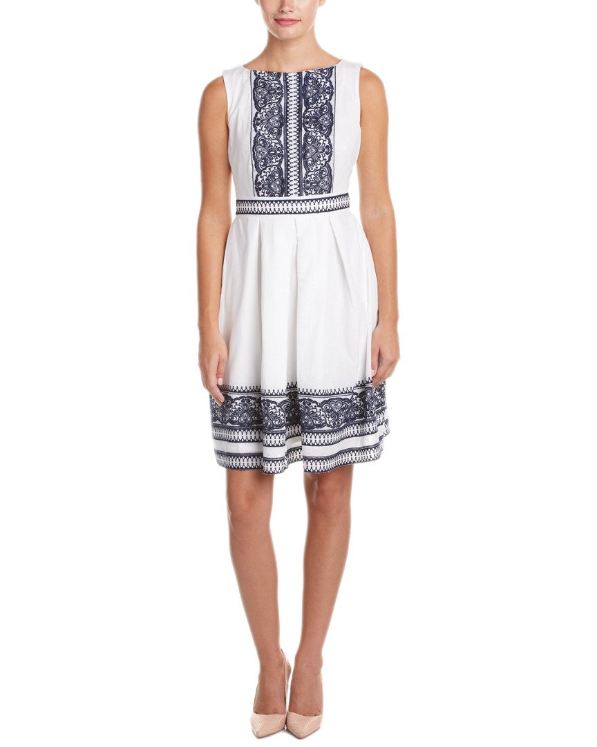 Taylor Women's Cotton Embroidered Dress with Top & Bottom Border - Casual Summer Floral Dress for Beach, Party & Vacation