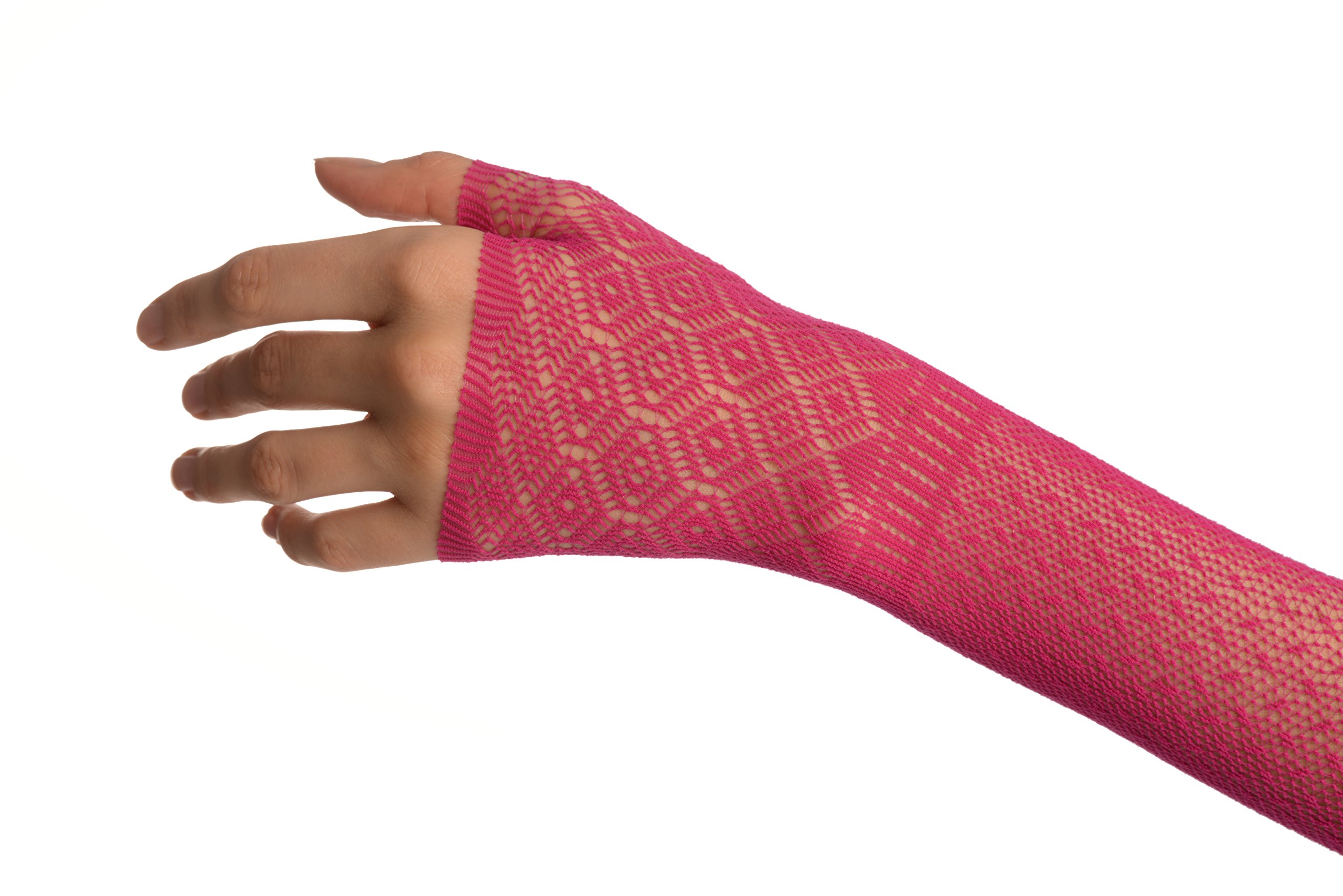 Elegant Magenta Stretchy Crochet Lace Fingerless Gloves for Women - Evening Party & Winter Fashion Accessories - Perfect for Weddings, Dances, and Cold Weather Outfits