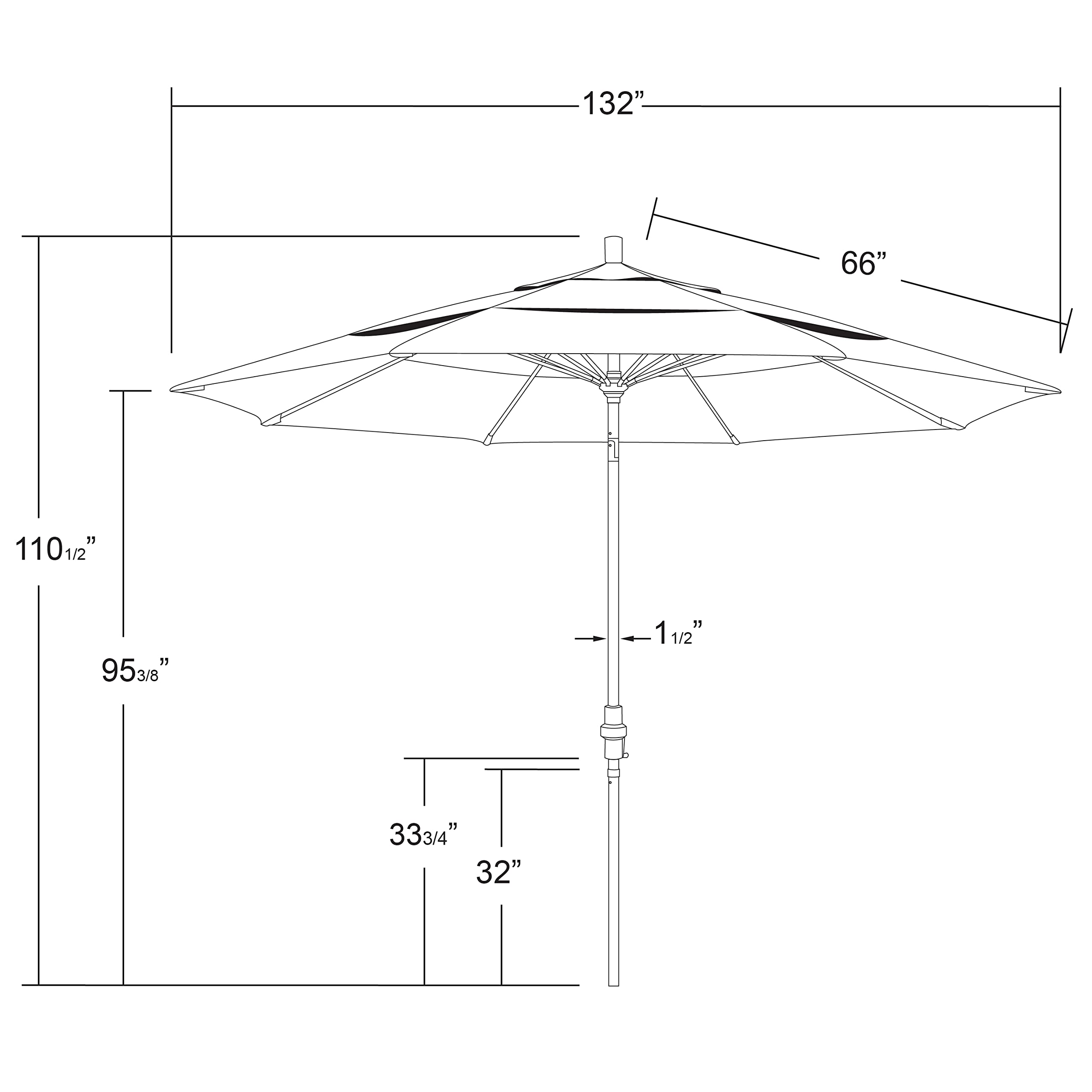 11ft Frost Blue Patio Umbrella - California GSCUF118705 for Outdoor Dining & Poolside