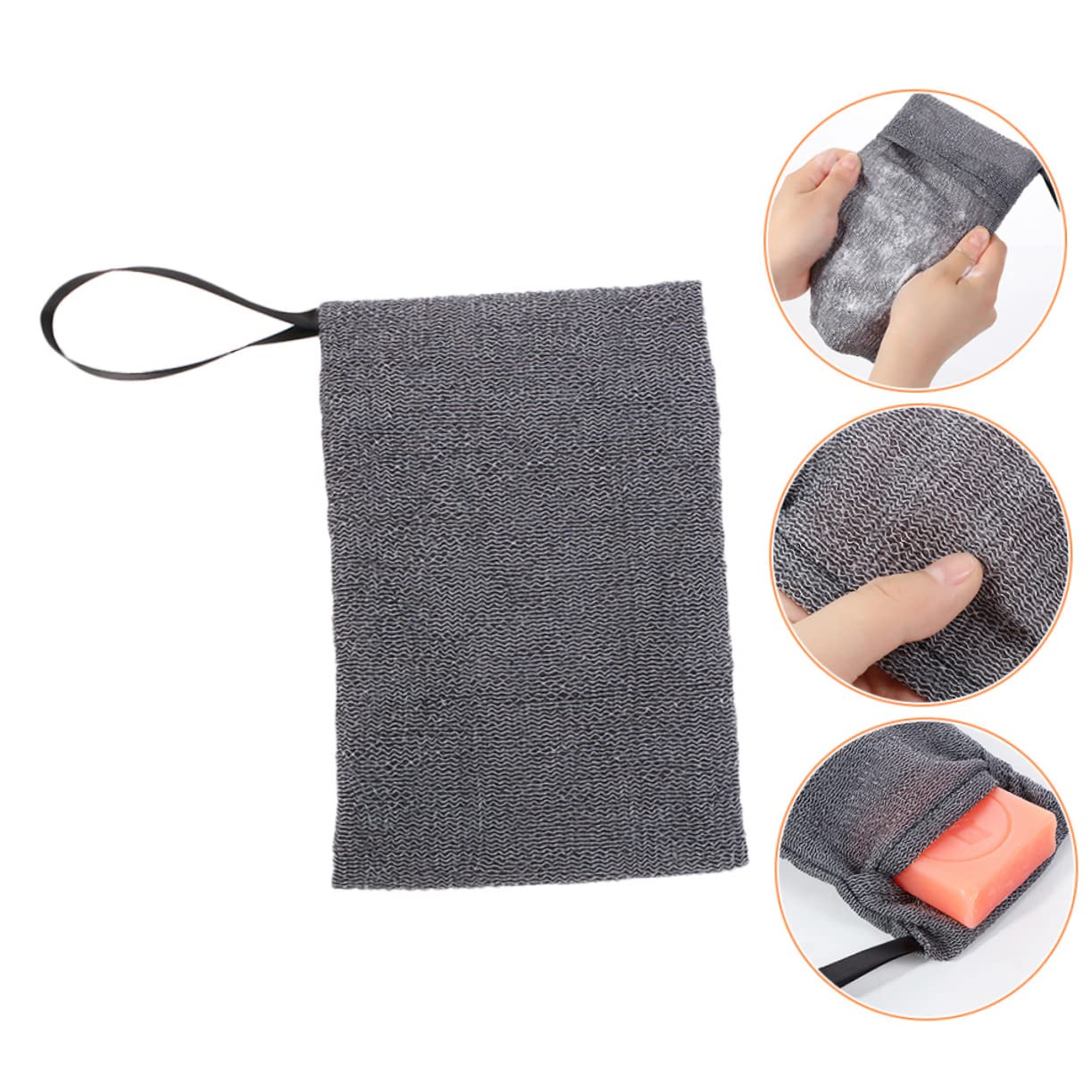 6-Pack Grey Nylon Soap Sponges for Face & Body Wash - Exfoliating Bath Sponge, Travel Soap Saver Pouch, Foaming Soap Holder - Perfect for Shower, Travel & Sensitive Skin Care