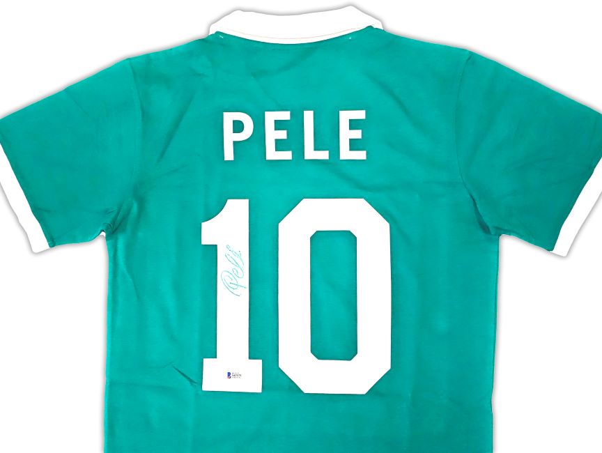 Pele New York Signed Green Soccer Jersey - Authentic Collectible Memorabilia for Fans & Sports Enthusiasts - Perfect for Display, Gifting, and Soccer Memorabilia Collections