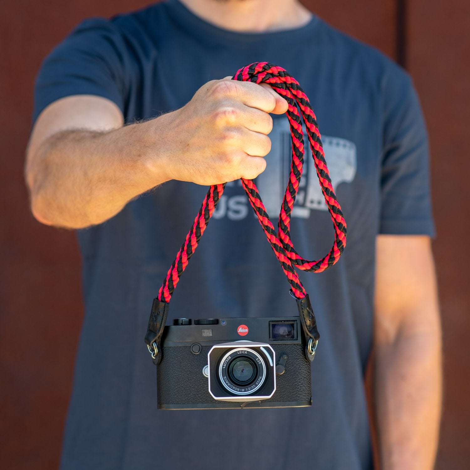 Cooph Braided Camera Strap with Split Ring - 49.2 Inch (125cm) Adjustable Neck Strap for DSLR & Mirrorless Cameras - Durable Black/Red Design for Travel, Photography & Outdoor Adventures
