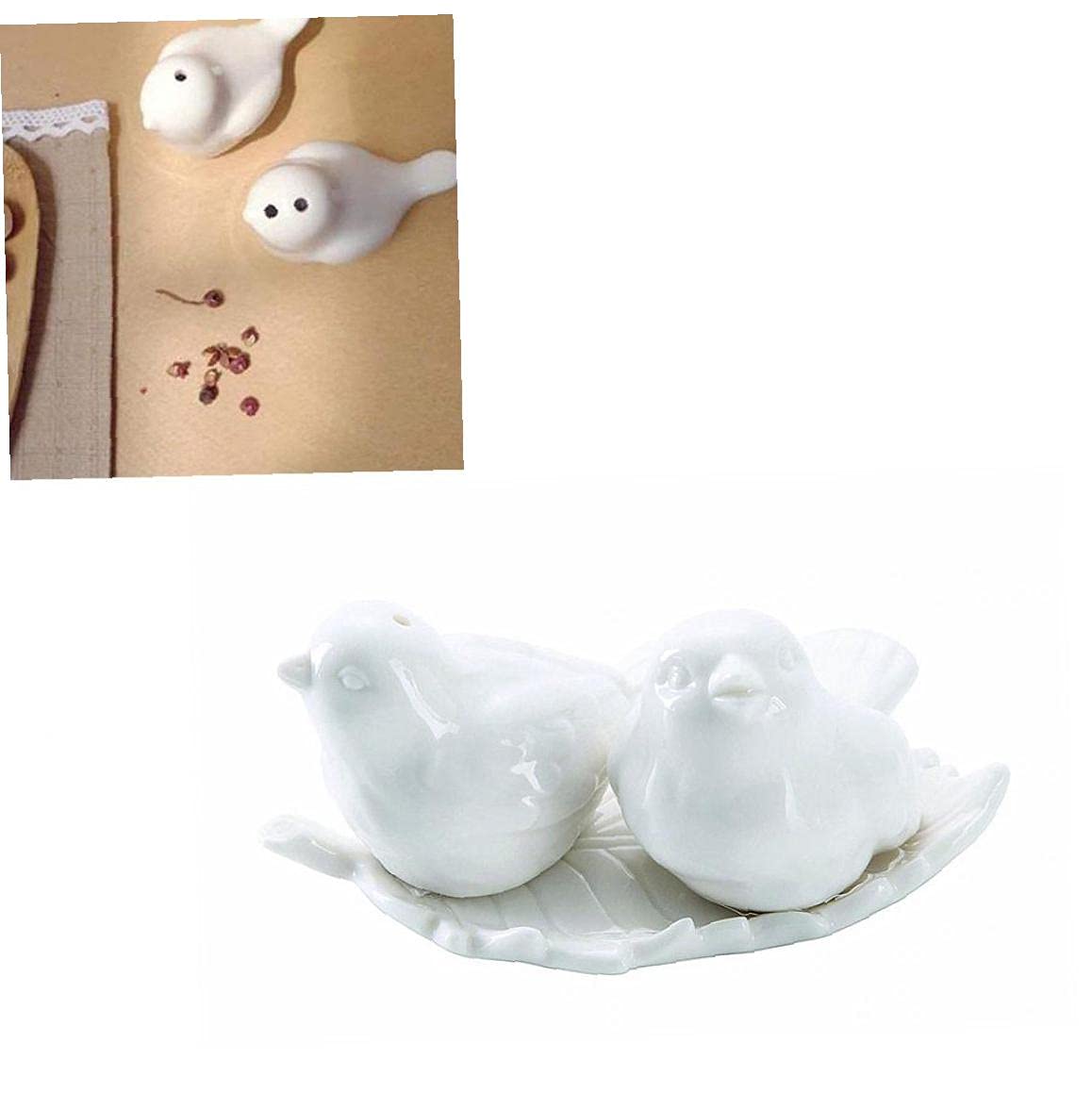 Creative Lovebird Ceramic Salt and Pepper Shakers Set - Cute Bird-Shaped Spice Jars for Kitchen, Dining Table Decor, Wedding & Party Supplies (1 Pair) - Perfect for Home, Restaurant, and Gift Giving