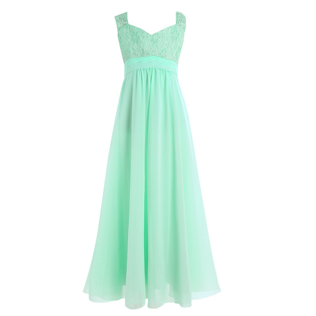 ACSUSS Girls Vintage Sleeveless Flower Dress - Lace Chiffon Maxi Bridesmaid Gown for Weddings, Parties & Special Occasions
