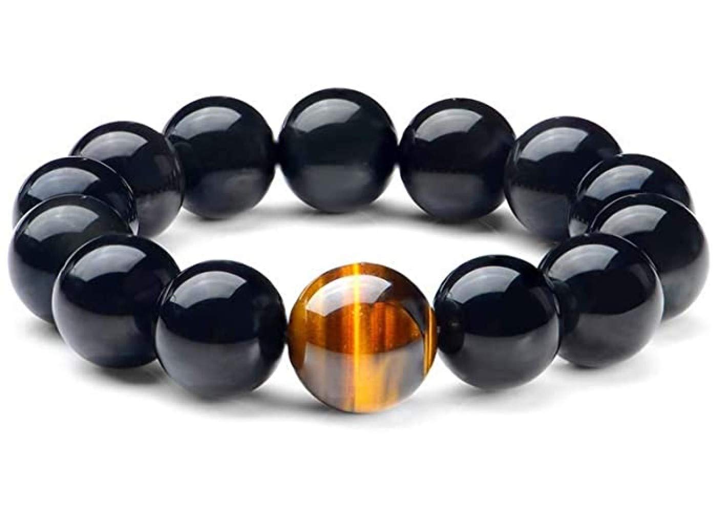 Natural Black Obsidian & Tiger Eye Stone Bracelet for Men & Women - 10MM or 12MM Beads, Healing Crystal Jewelry Gift for Protection & Positive Energy - Perfect for Meditation, Yoga & Everyday Wear