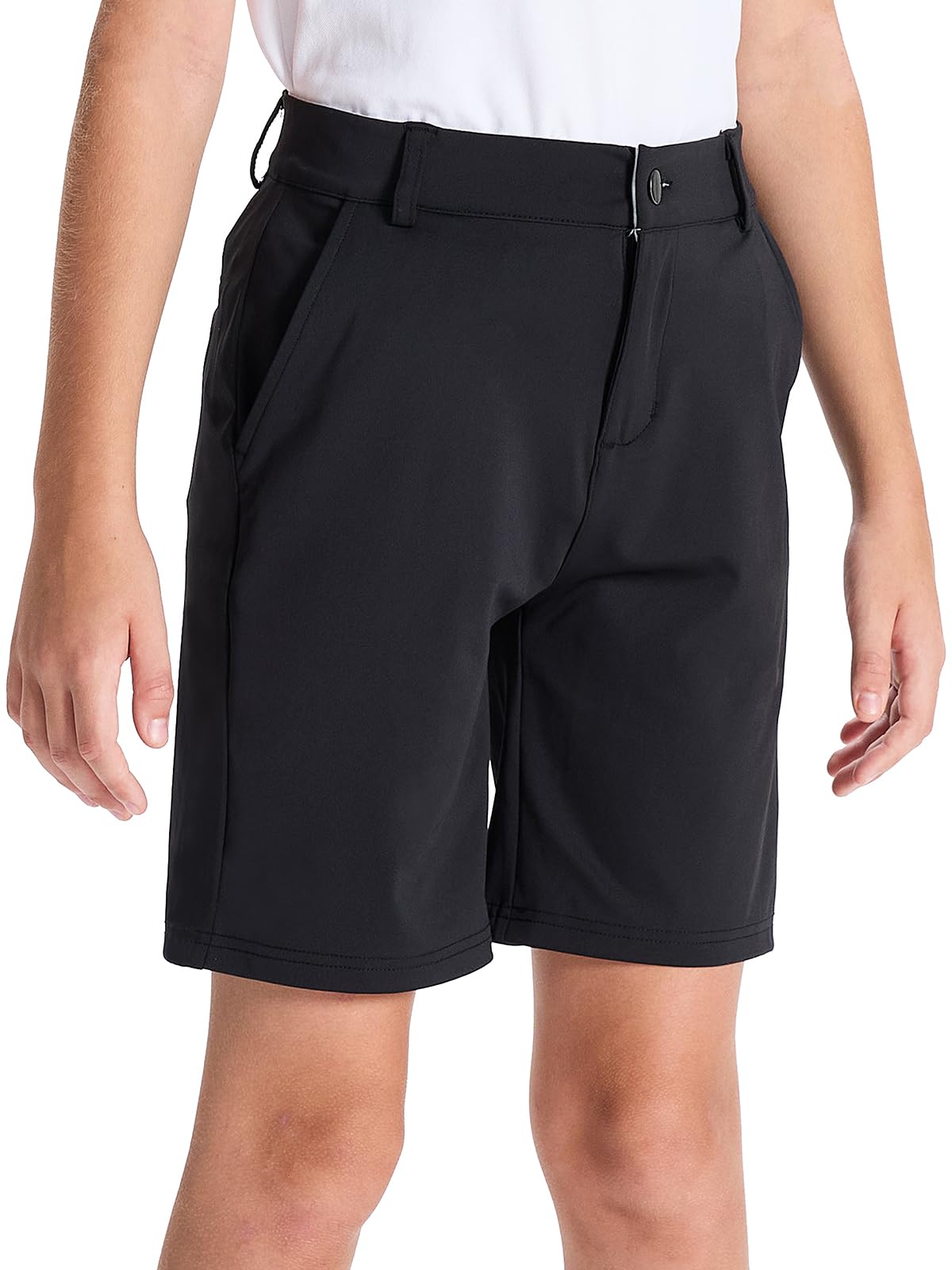 DEVOROPA Boys' Stretch Golf Shorts - Flat Front Chino Hybrid Twill Casual Shorts with Pockets for Youth & Kids | Perfect for School Uniforms, Golf Practice & Everyday Wear