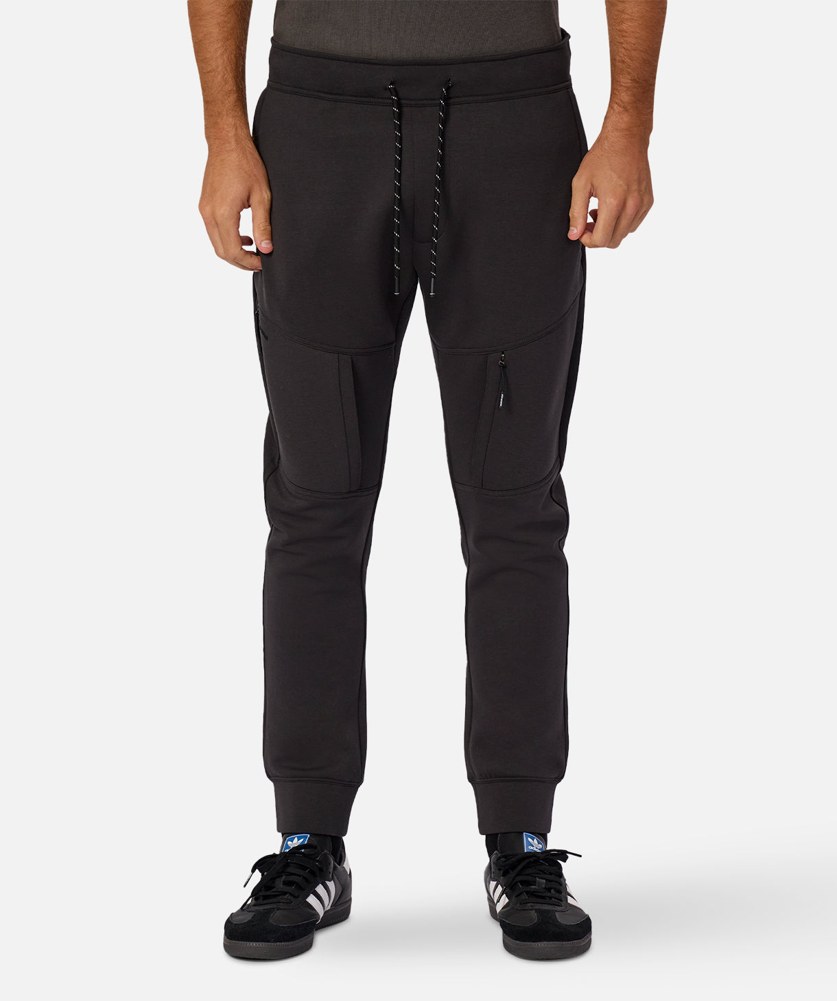 Tech Armored Track Pants for Men - Obsidian Black | Water-Resistant & Stretchable Workout Joggers | Perfect for Gym, Running & Outdoor Activities