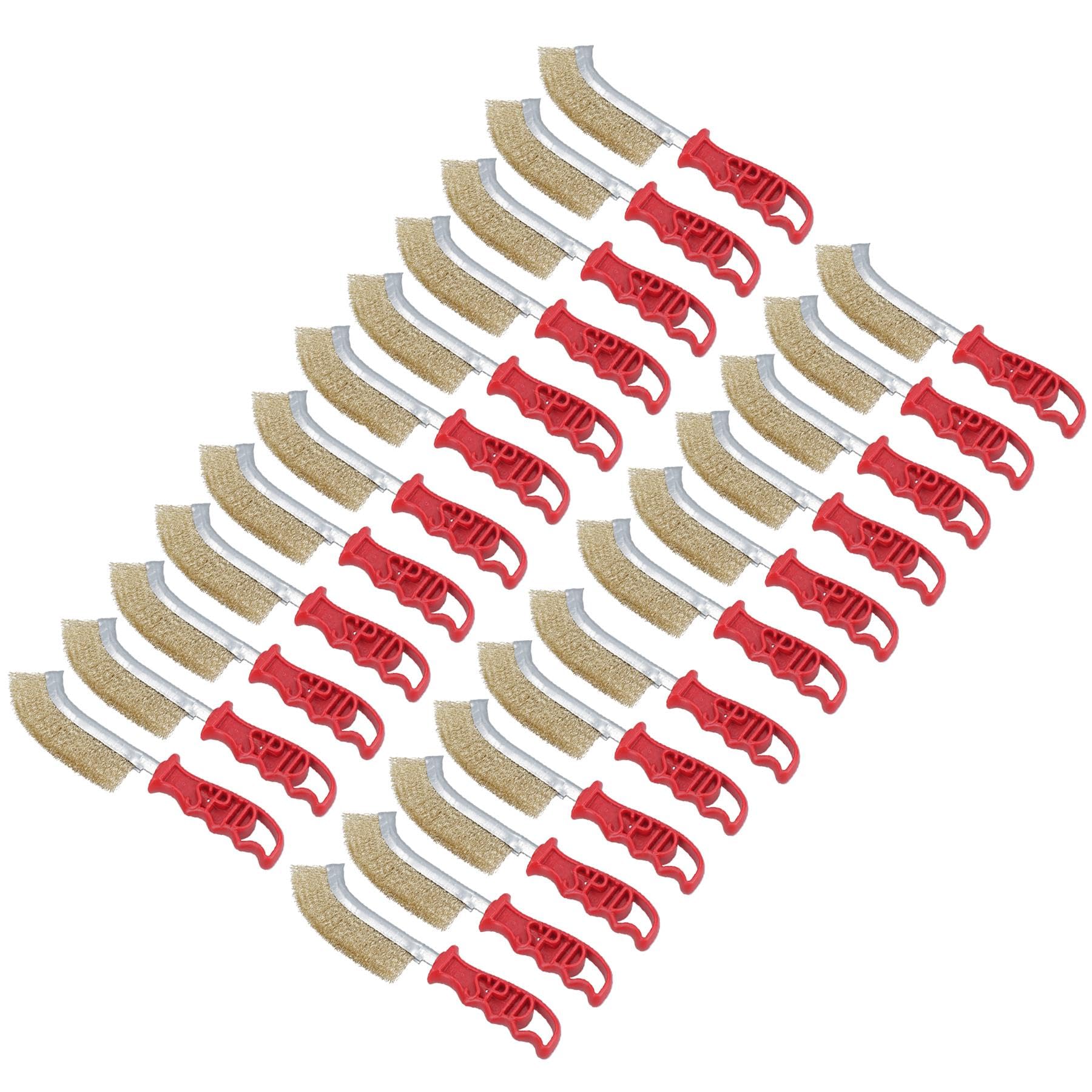 Italian Brass Coated Wire Spid Brush - 24 Pack for Rust Removal, Cleaning & Polishing | Heavy-Duty Hand Brush for Metal, Wood & Automotive Surfaces | Perfect for DIY, Workshop & Industrial Use
