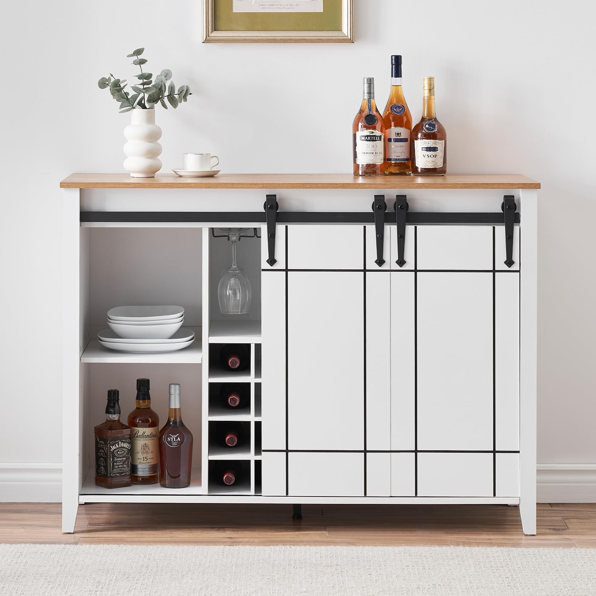 Farmhouse Coffee Bar Cabinet with Storage - 47