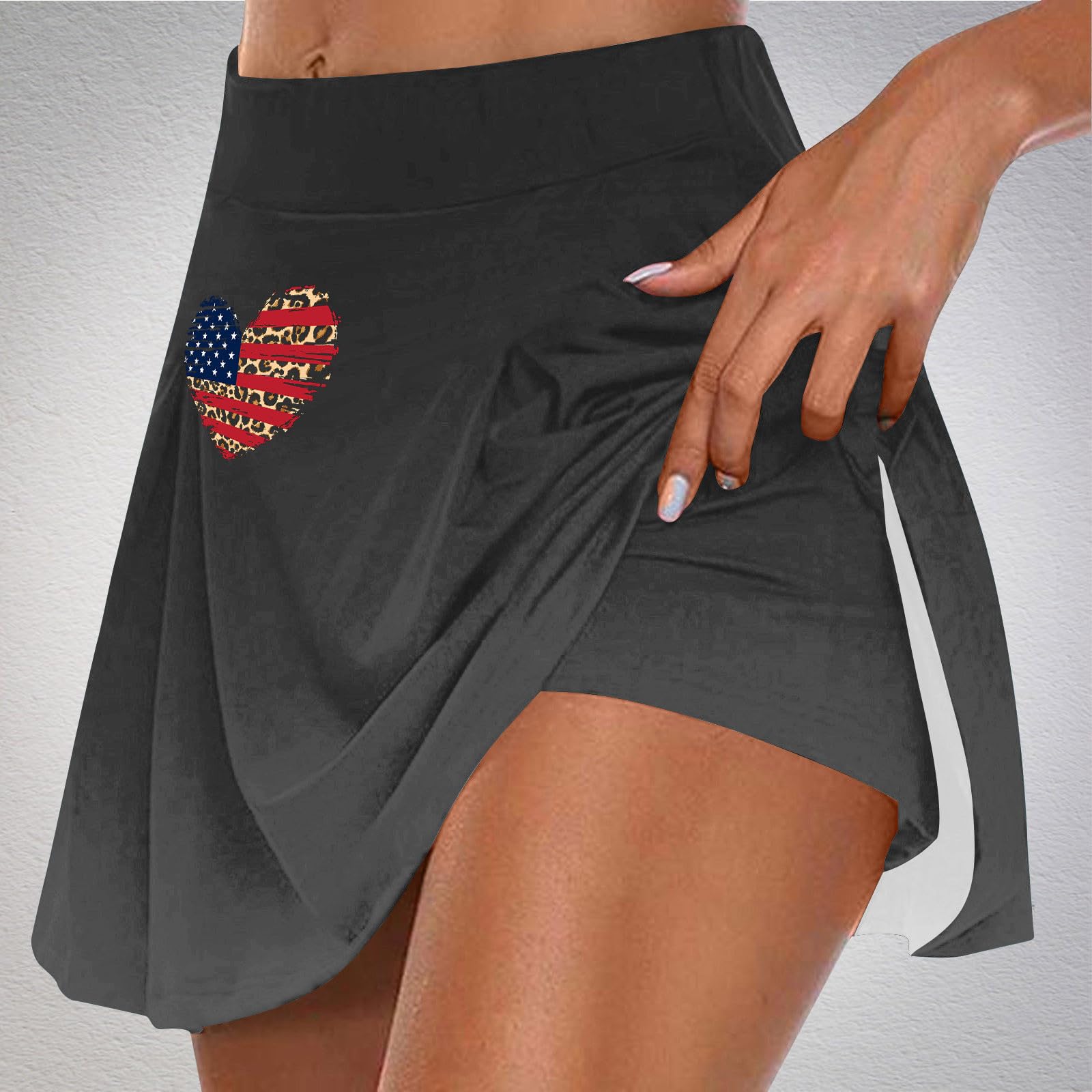 Women's 4th of July Running Shorts - Elastic Waist Athletic Shorts with Skirt for Exercise, Lounge & Workout | Perfect for Jogging, Gym, Yoga & Summer Outdoor Activities
