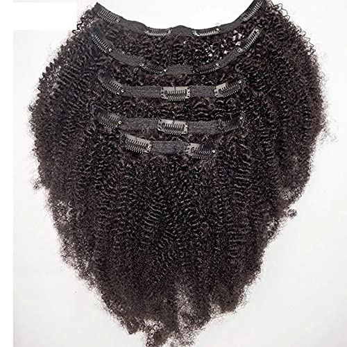 Afro Kinky Curly Clip-in Human Hair Extensions - Mongolian Virgin Hair Weft 12-22 Inch - Natural Black Small Curly Full Head Clip-ins (150g 20inch) for Women - Perfect for Daily Styling, Parties & Protective Hairstyles