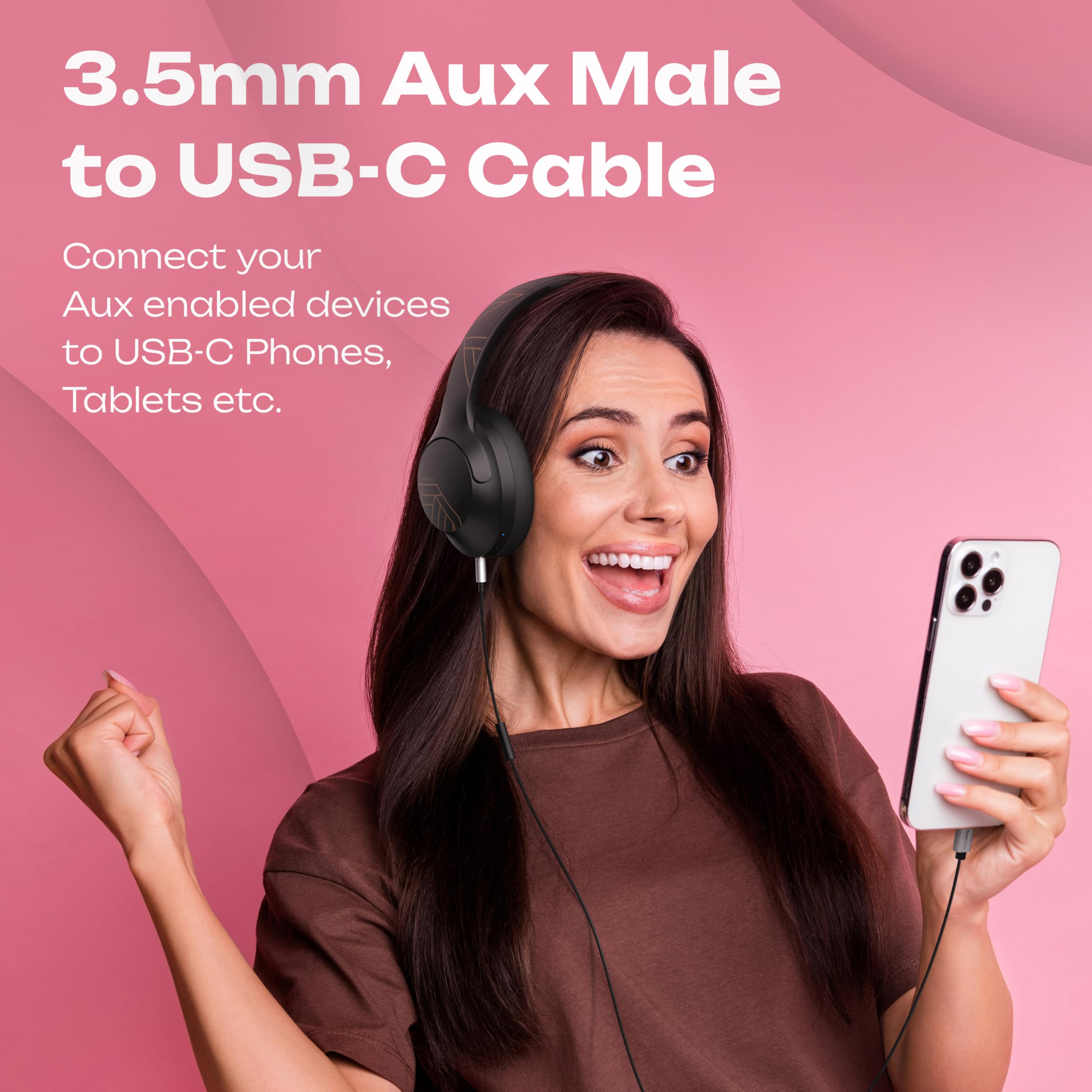 PowerLocus 3.5mm to USB-C Audio Cable with Microphone (3.3ft/1M) - 24K Gold Plated, Braided Nylon, Noise Cancelling - Compatible with Headphones, Tablets, Gaming Consoles, Home & Car Audio - Perfect for Music Streaming, Online Meetings & Hands-Free Calling