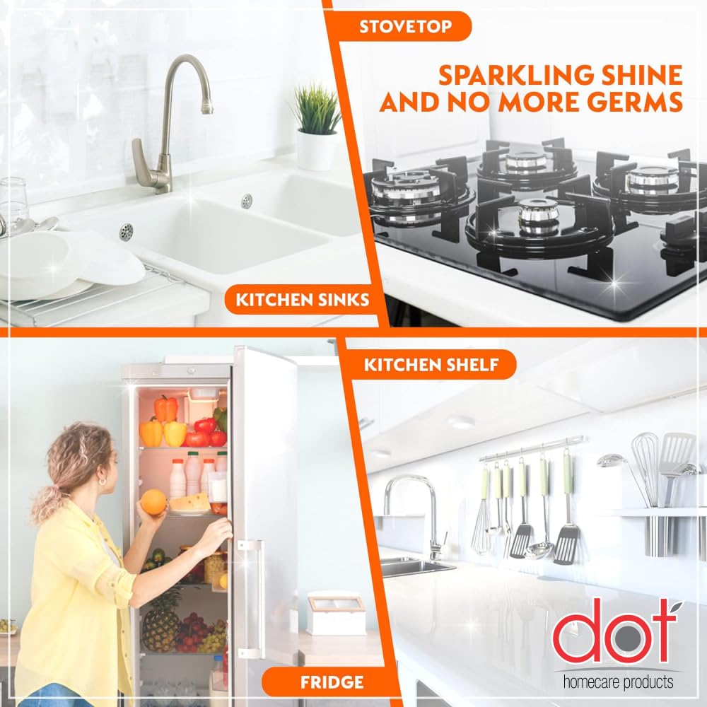 DOT Homecare Kitchen Cleaner 400ml - Powerful Non-Acidic Heavy Duty Degreaser | Removes Oil Stains, Gum, Sticker Marks & Permanent Marker | Safe for Countertops, Stoves & Appliances | Ideal for Home & Restaurant Use