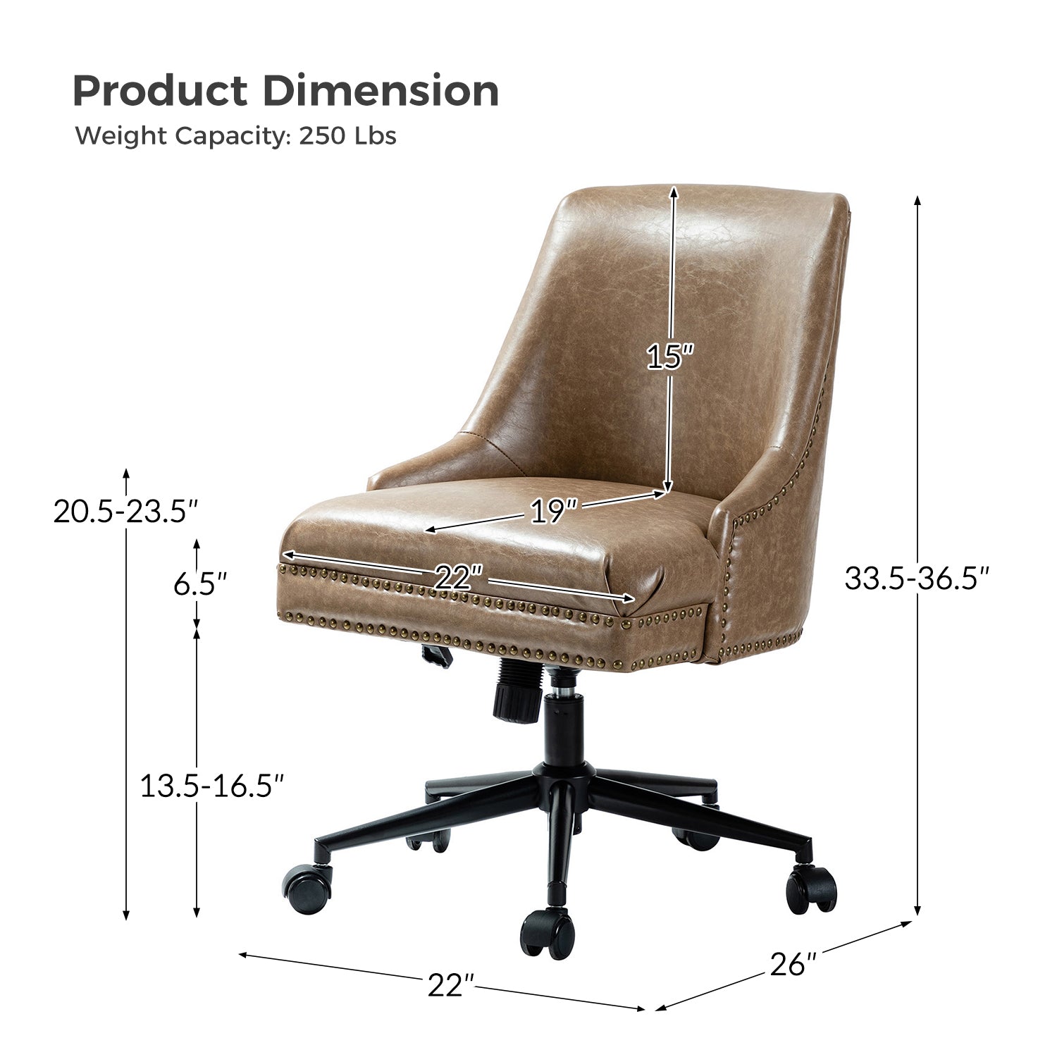Juniper Vegan Leather Office Chair - Ergonomic Executive Desk Chair for Home & Office - Eco-Friendly PU Leather, Adjustable Height, Comfortable Seating for Long Hours