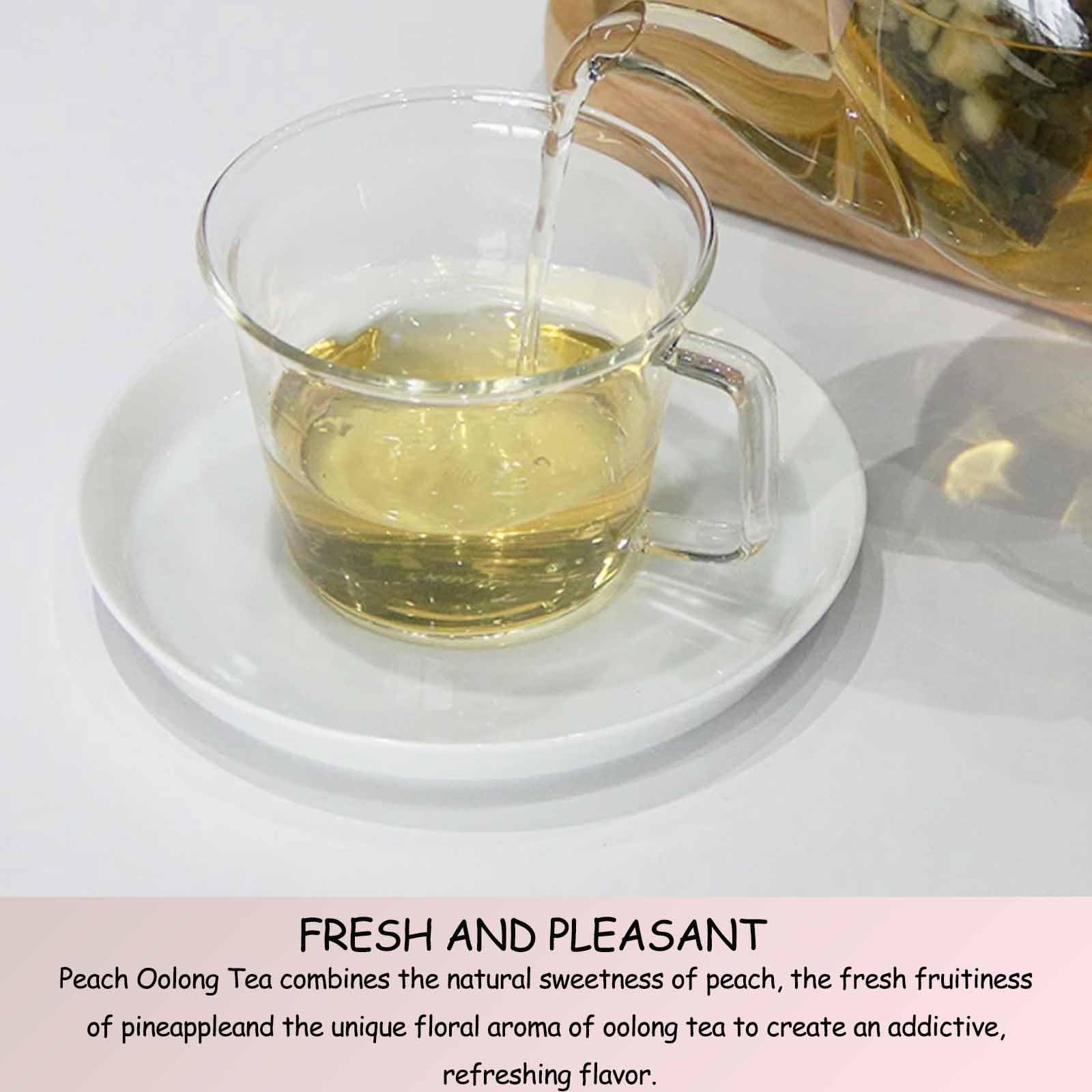 Premium Peach Oolong Tea Bags - 5.11oz (145g) Loose Leaf Oolong Tea with Natural White Peach Flavor - 15 Count - Perfect for Afternoon Tea, Office Break or Relaxing at Home