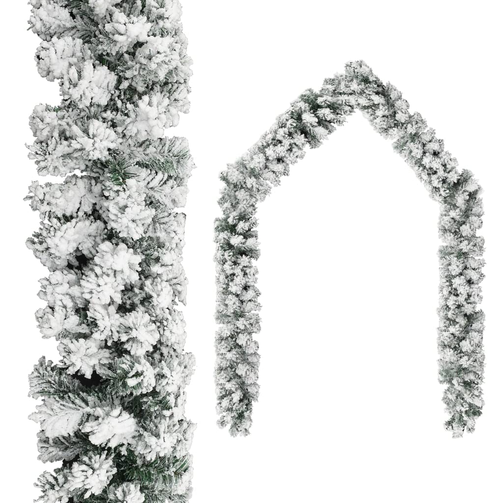 CHARMMA Christmas Garland Flocked Snow Green - 66 ft Artificial Xmas Holiday Garland for Ceiling Hanging Decorations | Indoor & Outdoor Christmas Decor | Perfect for Mantel, Staircase & Doorway Decorating