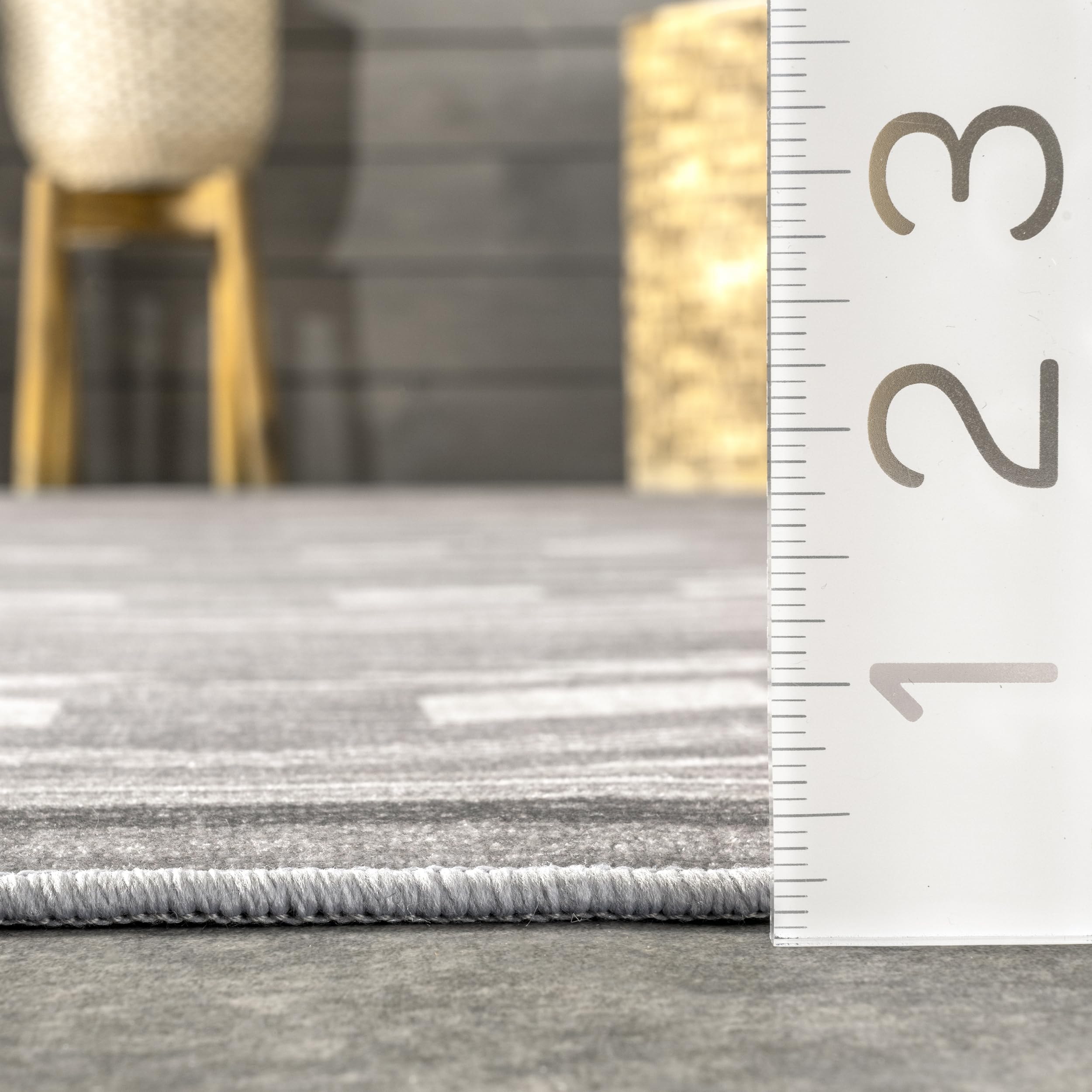 nuLOOM Joni Tribal Machine Washable Indoor/Outdoor Rug 6x9 Feet - Grey Modern Boho Design for Living Room, Bedroom, Patio & Deck Decor