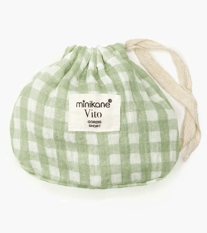 Vito Shorts for Minikane Baby Dolls - Green Vichy Cotton Gauze with Pouch | Perfect for Doll Dressing, Collecting & Photography
