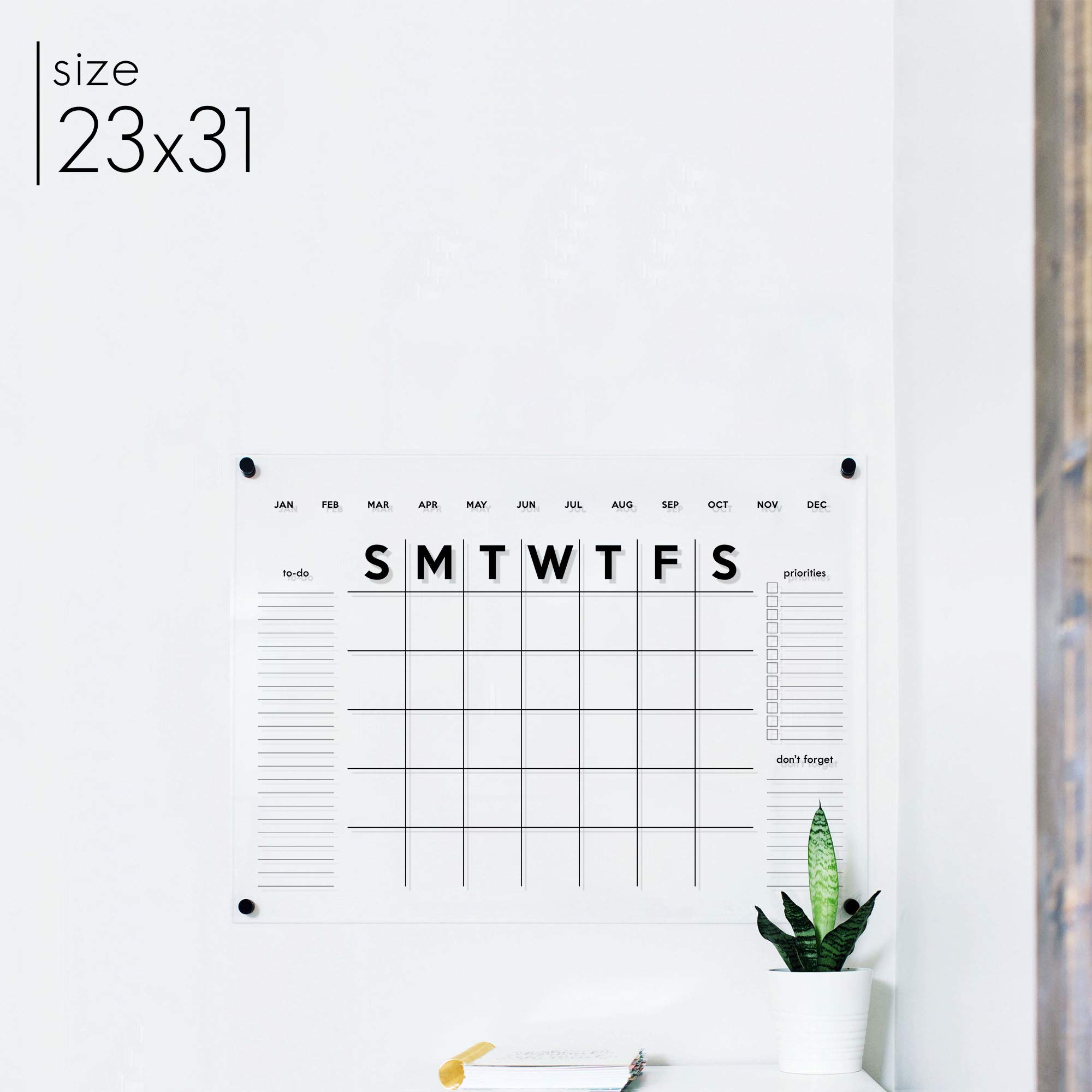 2023 Reusable Dry Erase Acrylic Wall Calendar - Minimalist Whiteboard Planner for Home, Office & School Organization (12