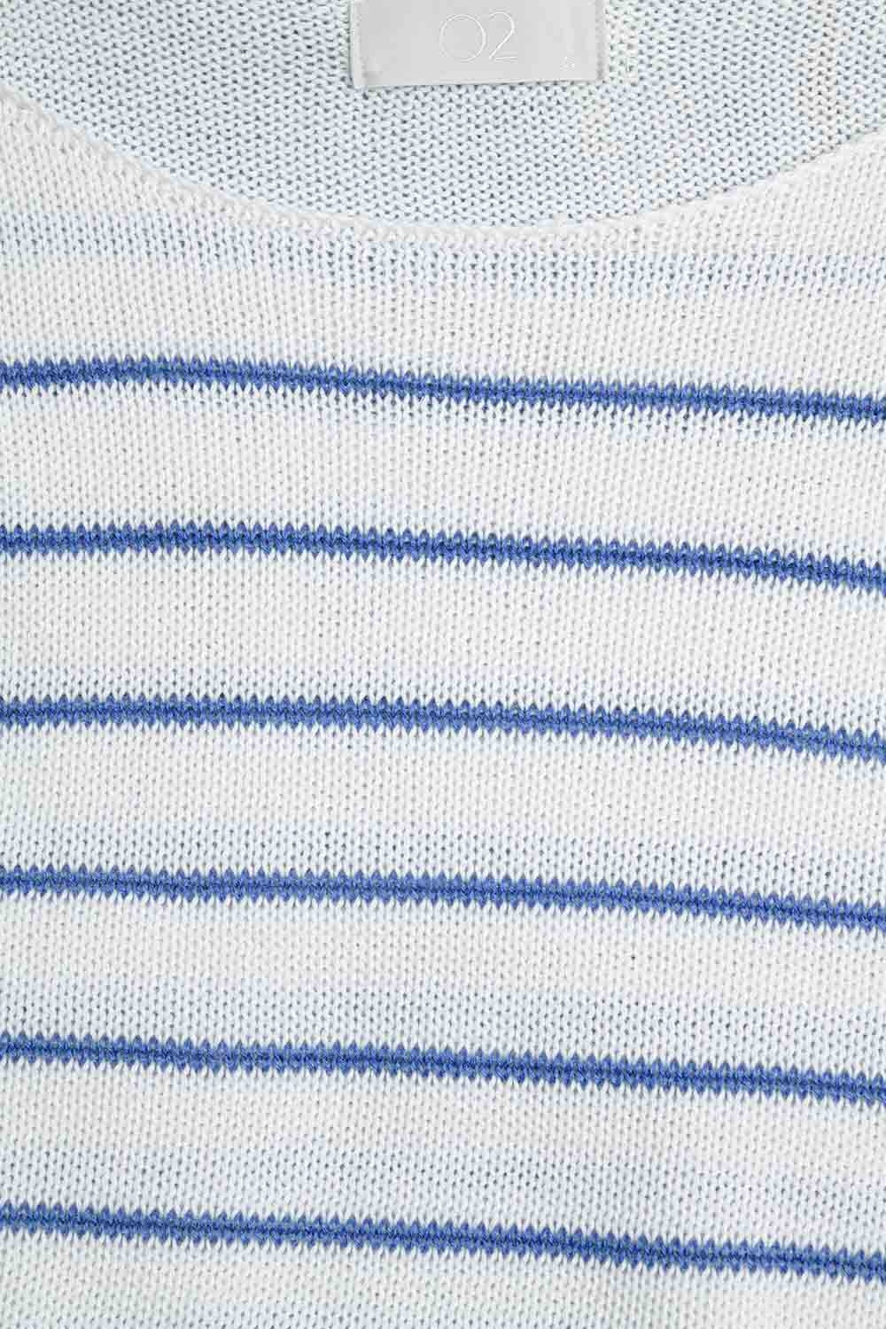 Blue Striped Fine Knit Pullover Sweater for Women - Soft & Comfortable Casual Wear for Fall & Winter