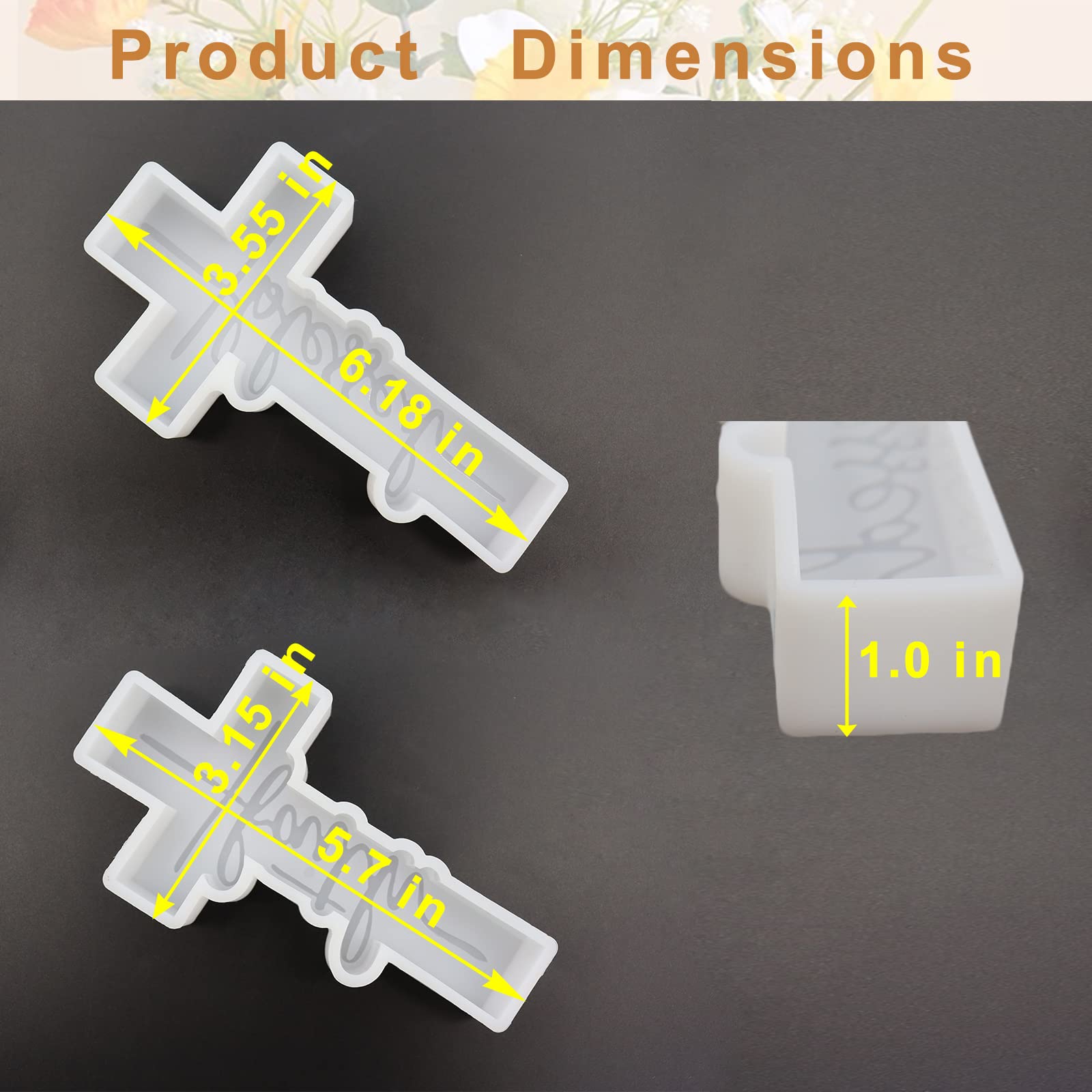 2Pcs Cross Freshie Molds - Blessed & Faith Cross Pendant Car Air Freshener Molds | Large Oven-Safe Silicone Molds for Aroma Beads, Resin Crafts & DIY Gifts | Perfect for Car Fresheners, Home Decor & Holiday Presents