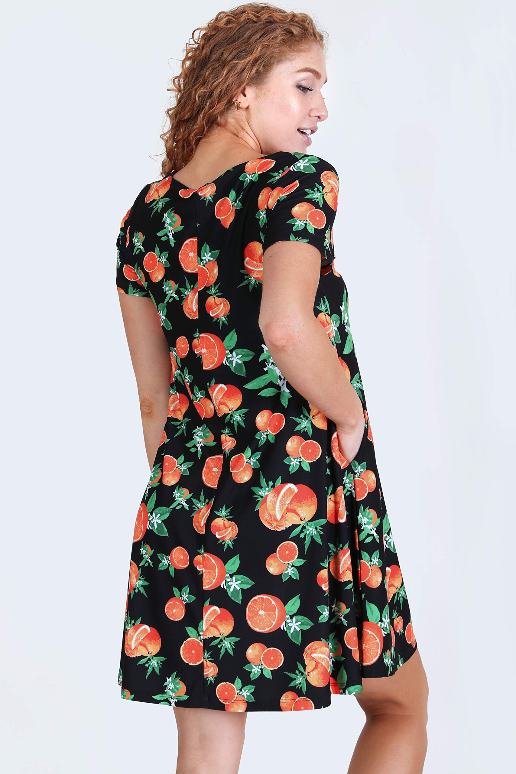 ICONOFLASH Women's Casual Summer Dresses with Pockets - Short Sleeve Floral Print Sundress for Beach, Vacation & Everyday Wear