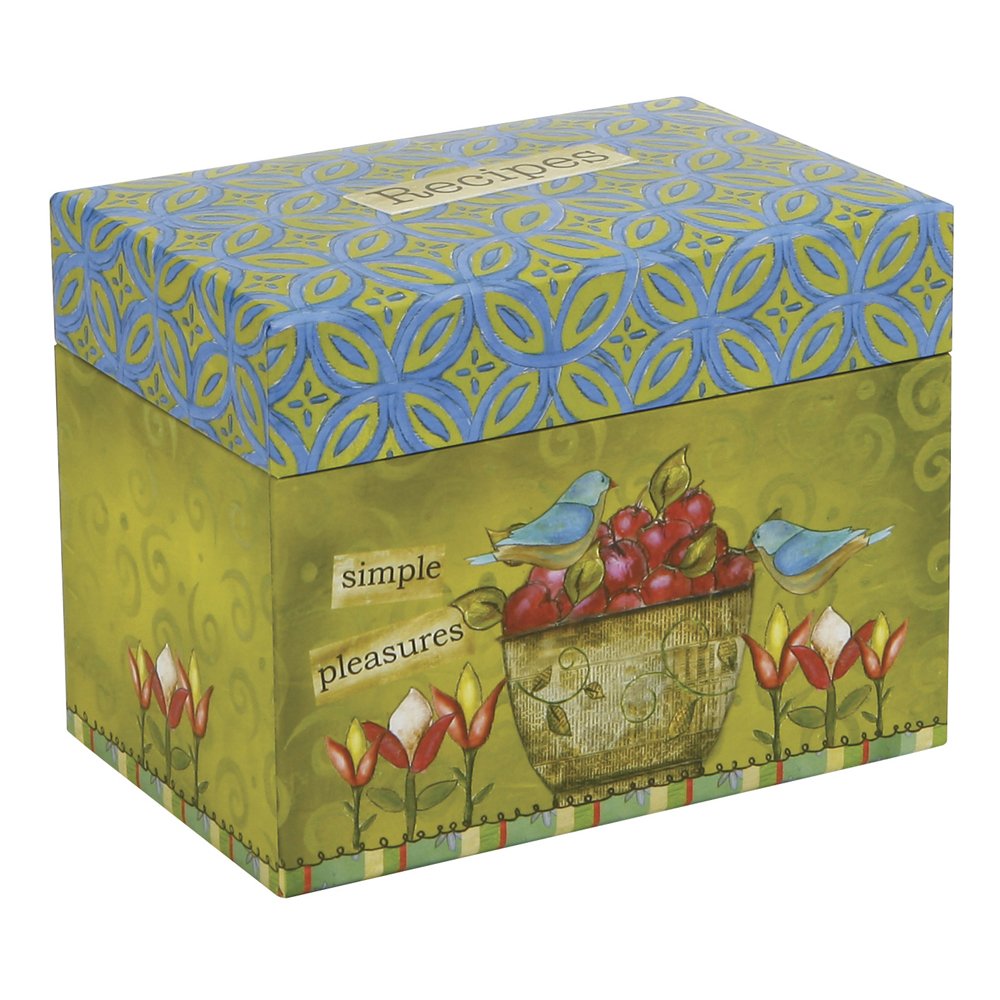 C.R. Gibson Recipe File Box - Joyful Abundance Recipe Organizer for Kitchen, Home & Office | Perfect for Storing Cooking Recipes, Meal Plans & Food Inspiration