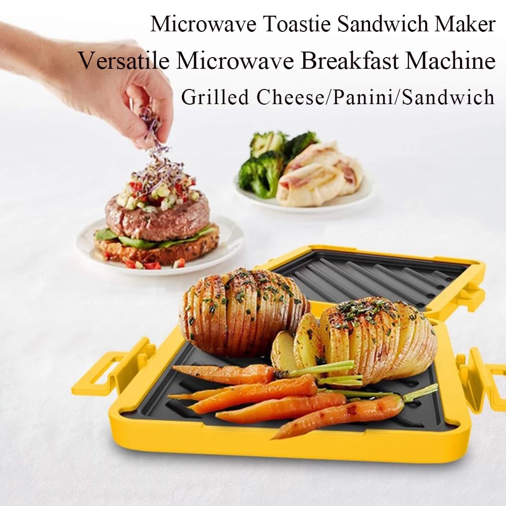 Micro Munchy Microwave Toastie Maker - Red | Electric Sandwich Press for Grilled Cheese, Panini & Breakfast | Quick & Easy Microwaveable Toaster | Perfect for Dorms, Offices & Quick Meals