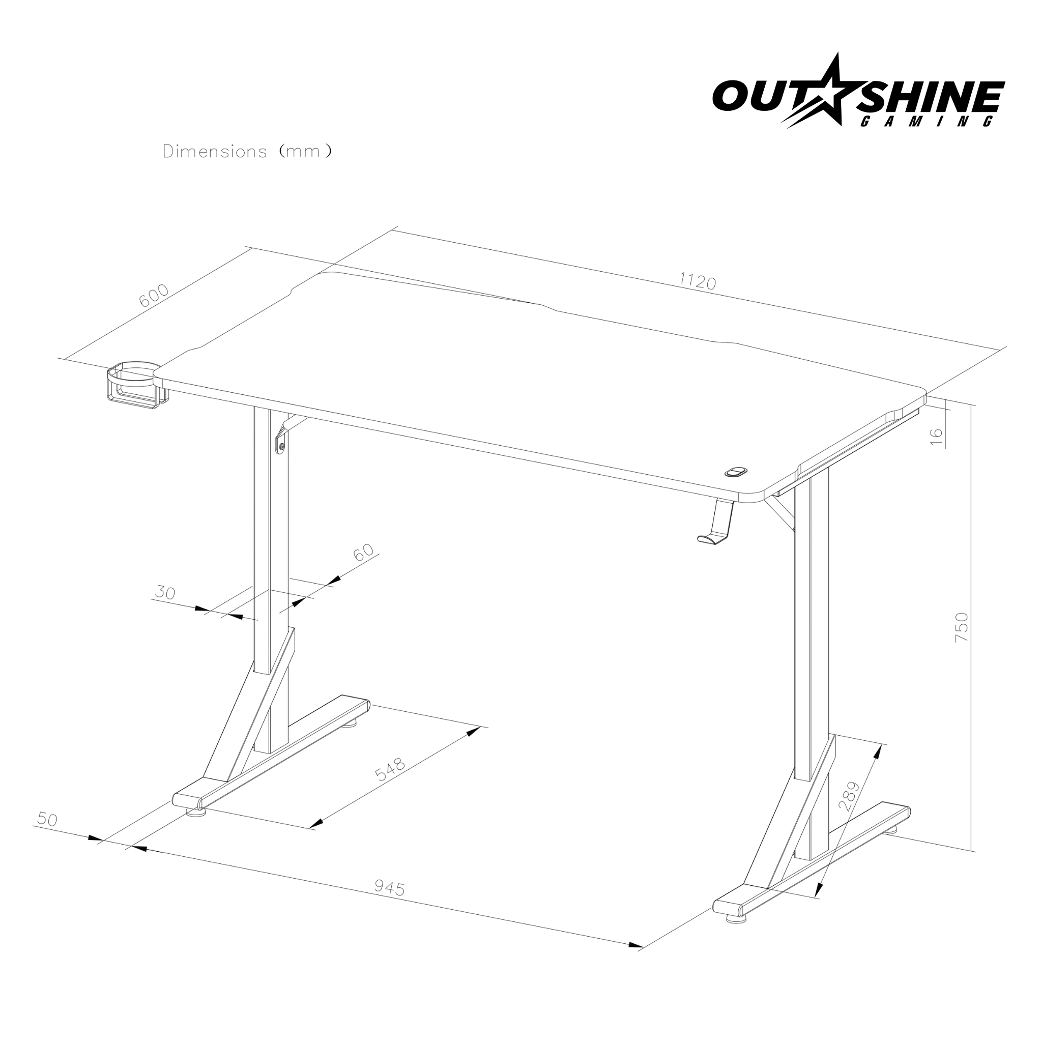 Colossus Mini Heavy Duty RGB Gaming Desk - 112cm Wide, Ergonomic Design for PC & Console Gamers - Perfect for Small Spaces & Home Office Setup