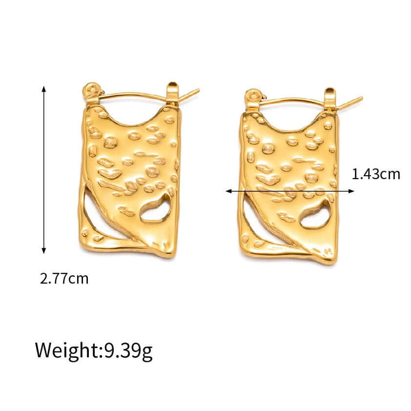 18K Gold Plated Geometric Hollow Rectangle Hoop Earrings for Women - Trendy Minimalist Dangle Earrings for Everyday Wear, Party & Date Night | JDE014