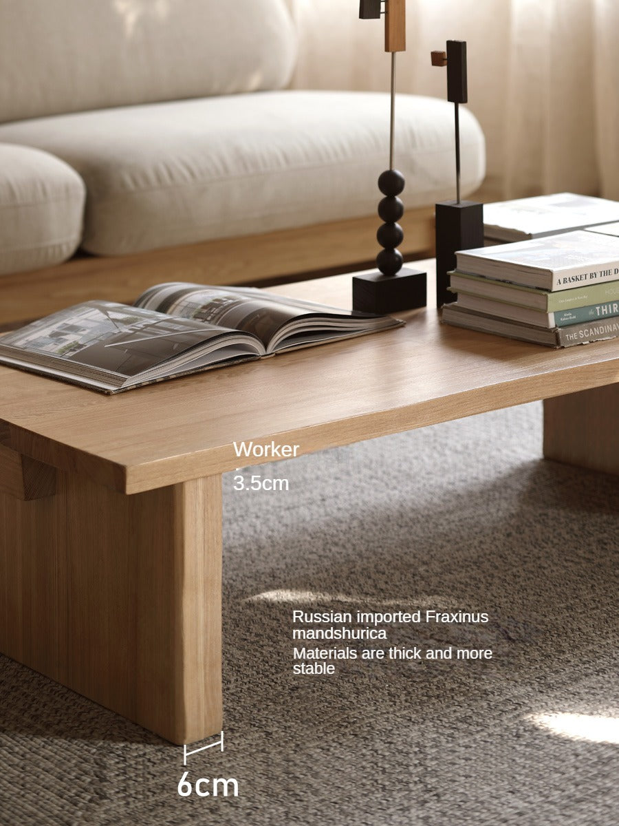 Handcrafted Live Edge Tea Table - Solid Oak & Birch Wood - Rustic Modern Coffee Table for Living Room, Lounge, or Office Decor
