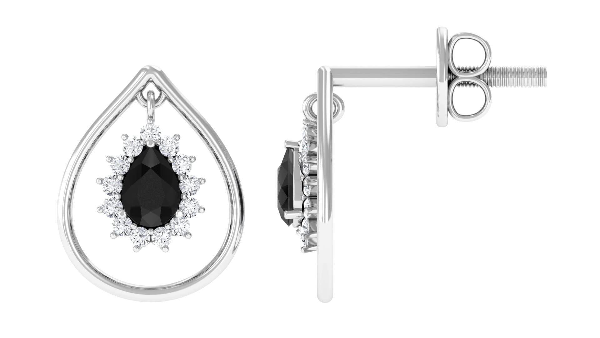 1/2 CT Black Onyx & Diamond Drop Earrings for Women - 14K Solid Gold Minimalist Teardrop Earrings - December Birthstone Jewelry - Perfect for Gifts, Parties & Special Occasions