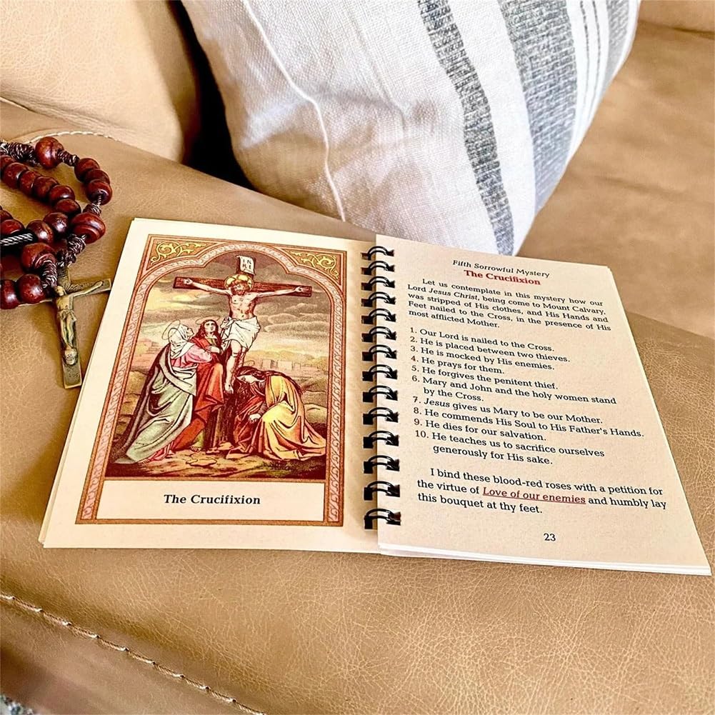 Pocket-Size Rosary Meditation Book - Small Catholic Prayer Book for Daily Devotion | Traditional Rosary Prayer Guide | Perfect for Travel, Church & Personal Reflection (1pc, Assorted Colors)