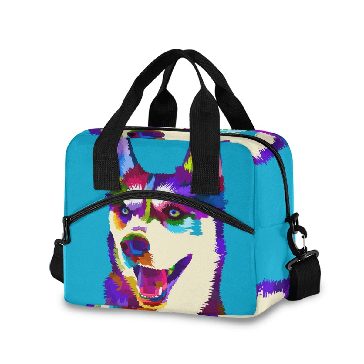 Insulated Siberian Husky Lunch Bag for Women & Men - Reusable Cooler Tote with Detachable Shoulder Strap - Perfect for Work, School, Picnics & Outdoor Activities