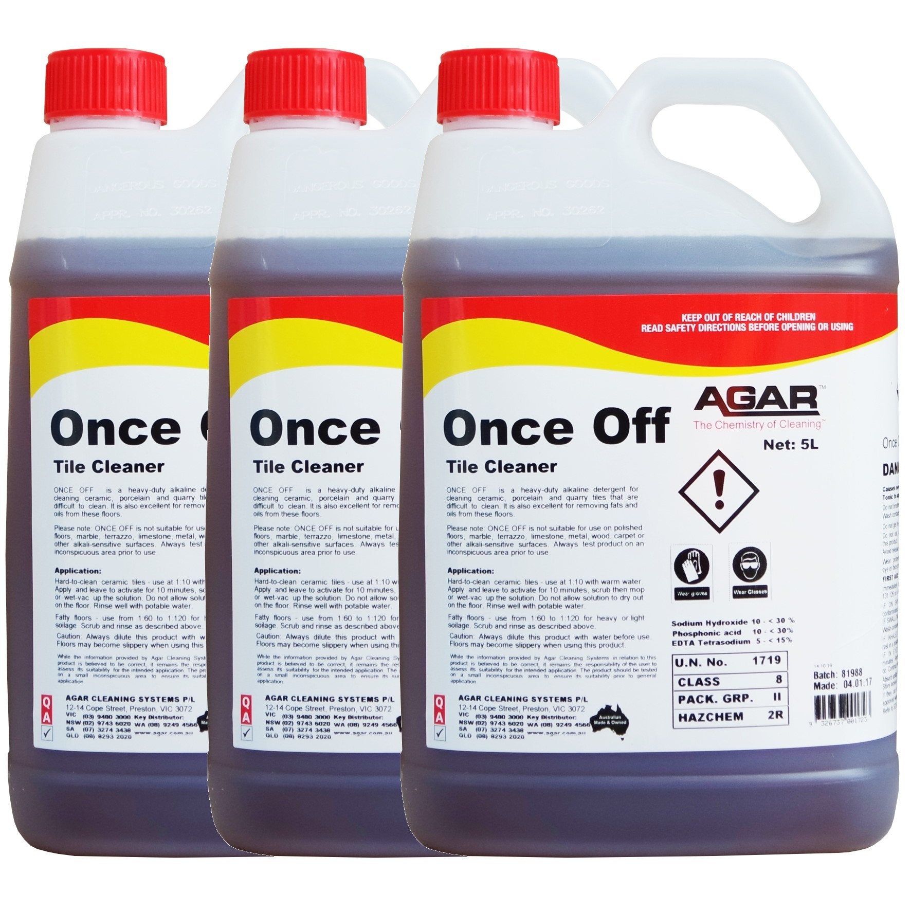 Agar Once Off Tile Floor Cleaner - Powerful Stain Remover for Ceramic & Porcelain Tiles - Perfect for Kitchen, Bathroom & High-Traffic Areas
