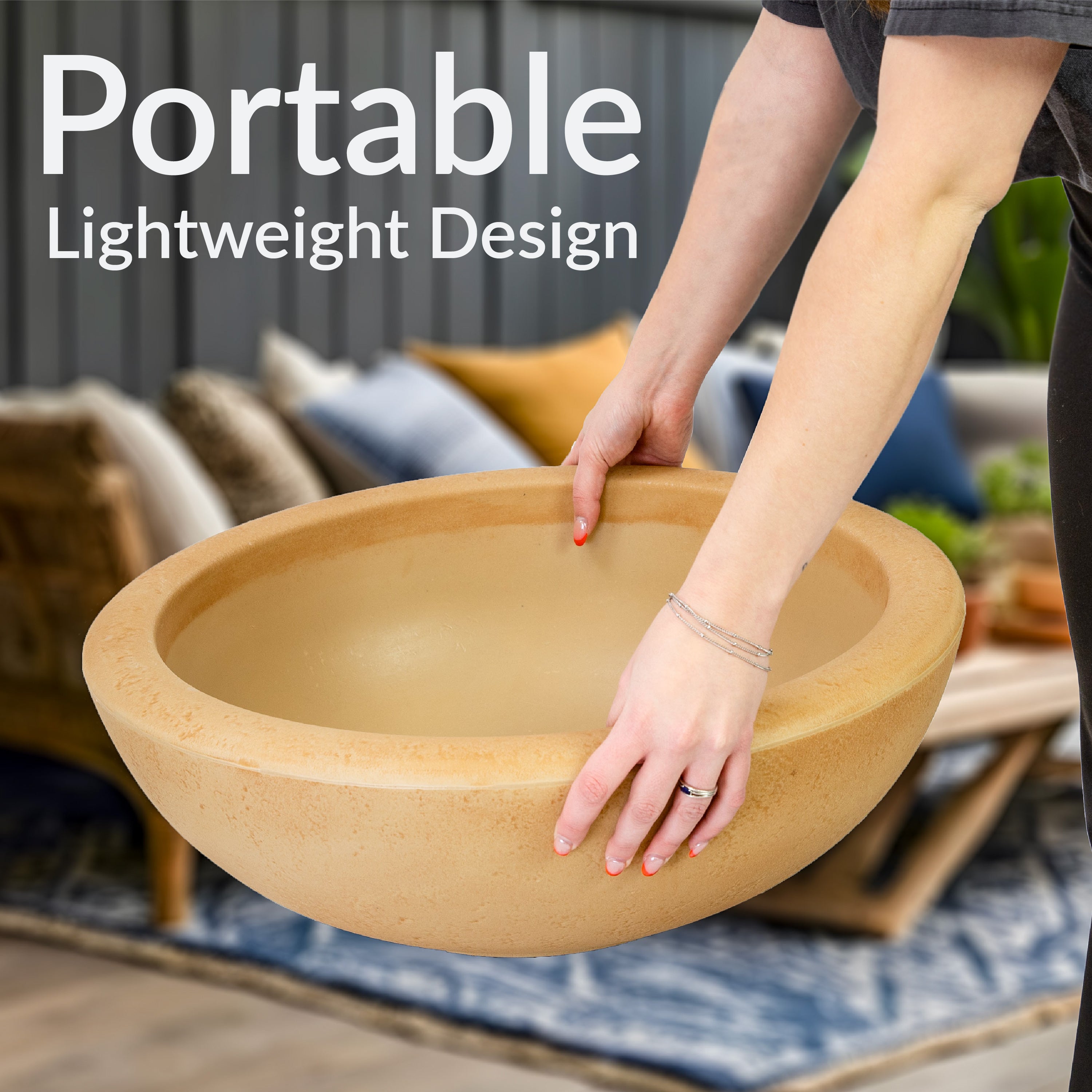 20.75 Inch Sunnydaze Percival Polyresin Outdoor Planter Bowl - Durable Garden Decor for Patio, Porch & Backyard Landscaping