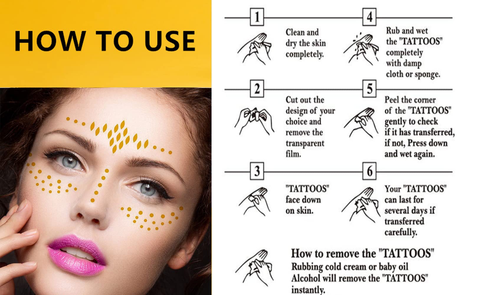 Golden Round Face Temporary Tattoos - Easy to Apply & Remove, Natural Look, Long Lasting | Perfect for Festivals, Cosplay, Halloween & Costume Parties