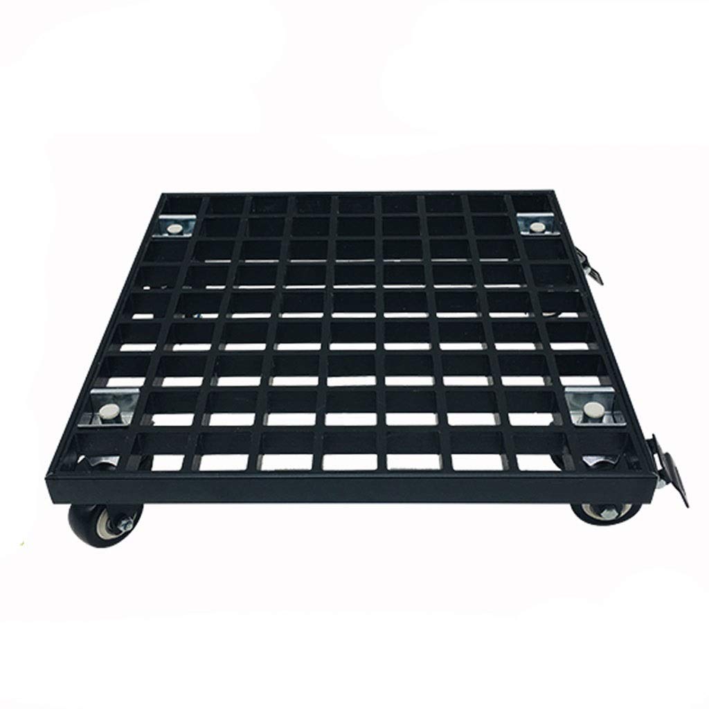 Heavy Duty 150kg/330lb Square Plant Caddy with Industrial 4 Caster Wheels & Aluminum Edge - FRP Plant Stand Dolly for Moving Large Potted Plants (Black, 50cm/20in) - Ideal for Indoor/Outdoor Garden, Nursery, and Home Decor Use